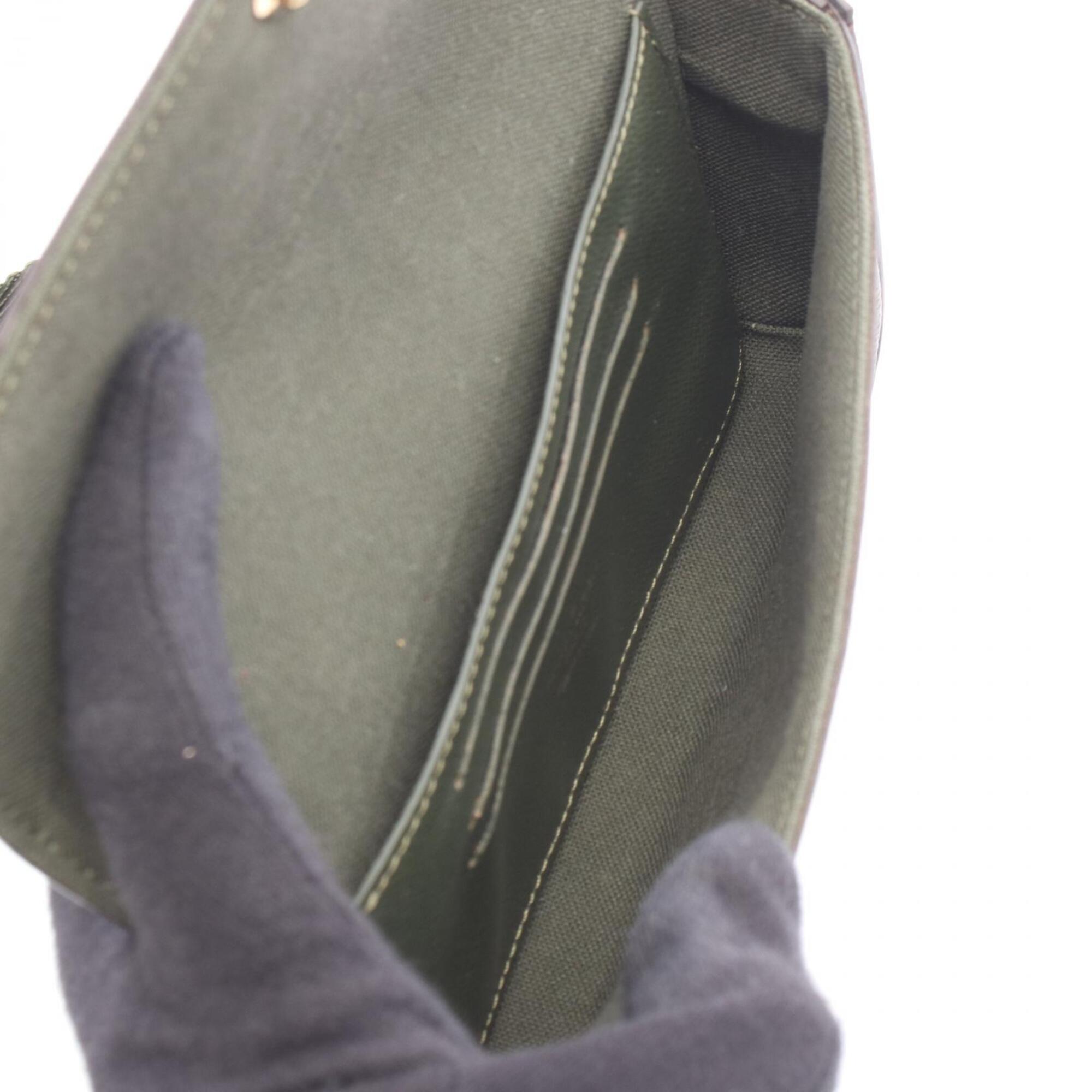 Louis Vuitton Brown Green Monogram Coated Canvas Handbag Pochette Shoulder Bag (Pre-Owned)