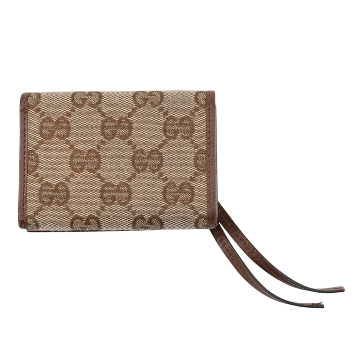Gucci Beige Brown Canvas Leather Wallet (Tri-Fold) (Pre-Owned)