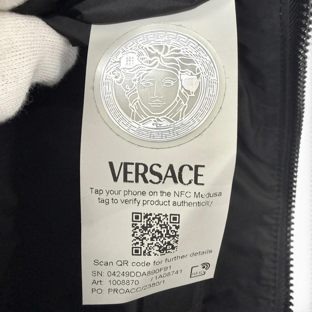 Versace Black Nylon Leather Clutch Bag Shoulder Bag (Pre-Owned)