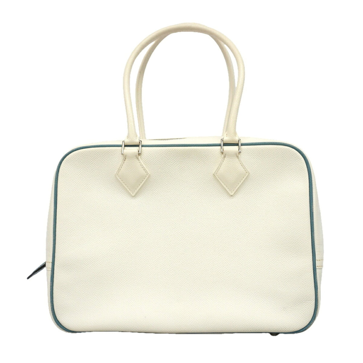 Hermes Blue Jean White Leather Handbag (Pre-Owned)