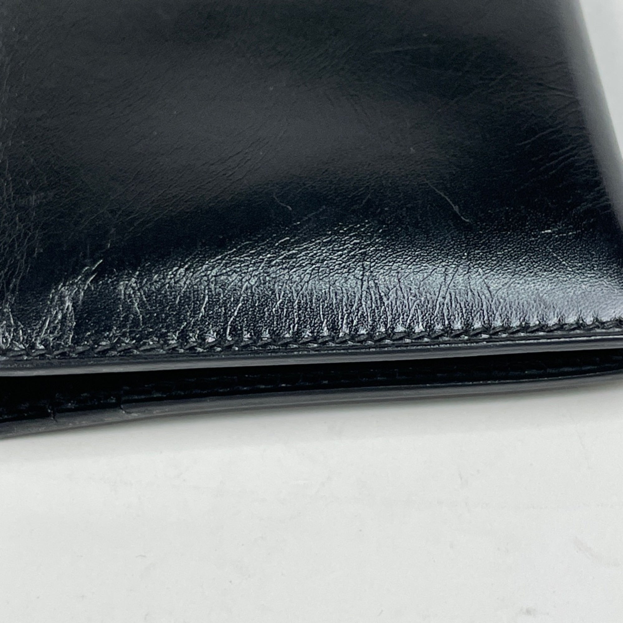 Hermes Bearn Black Box Calf Leather Long Wallet (Bi-Fold) (Pre-Owned)