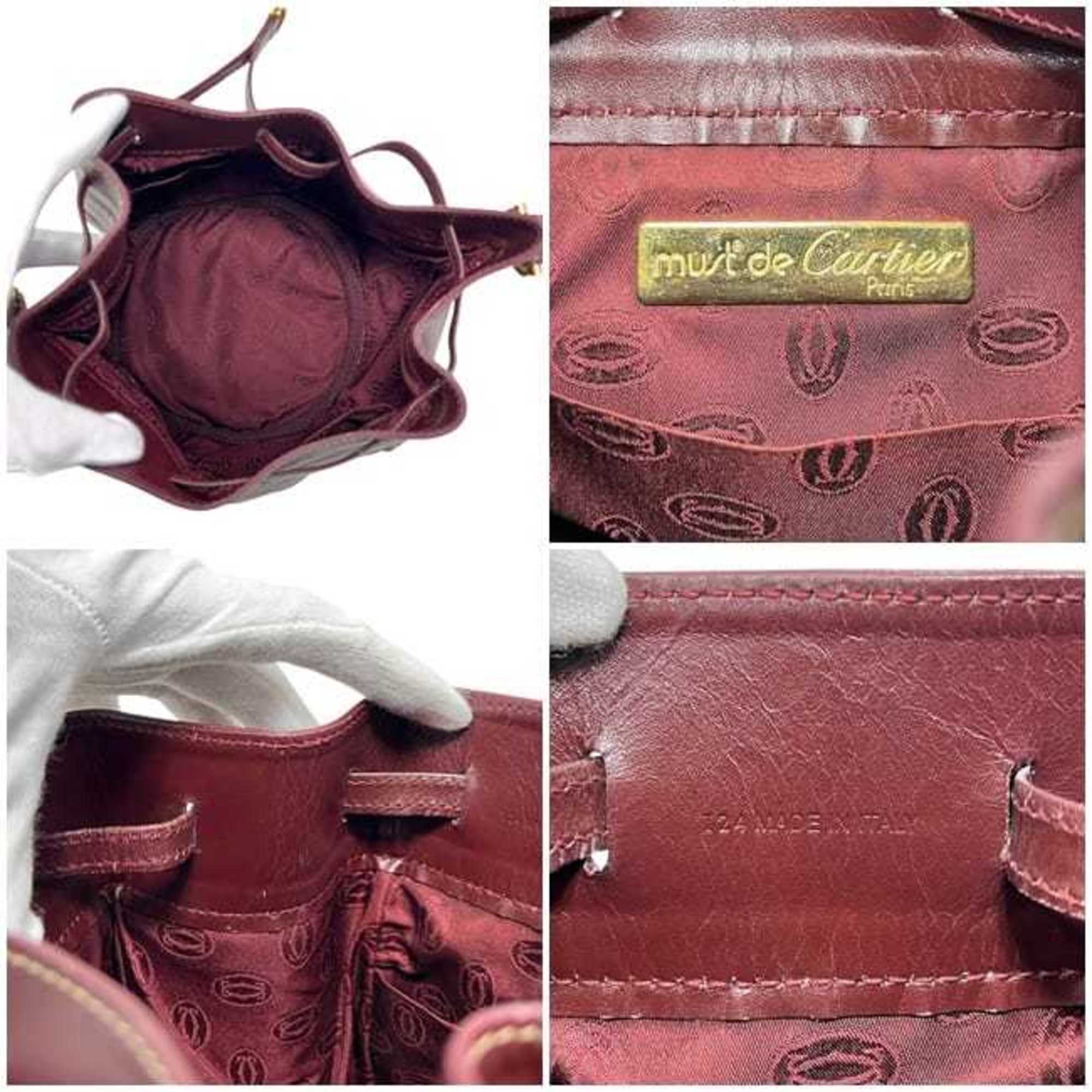 Cartier Bordeaux Wine Red Leather Shoulder Bag (Pre-Owned)