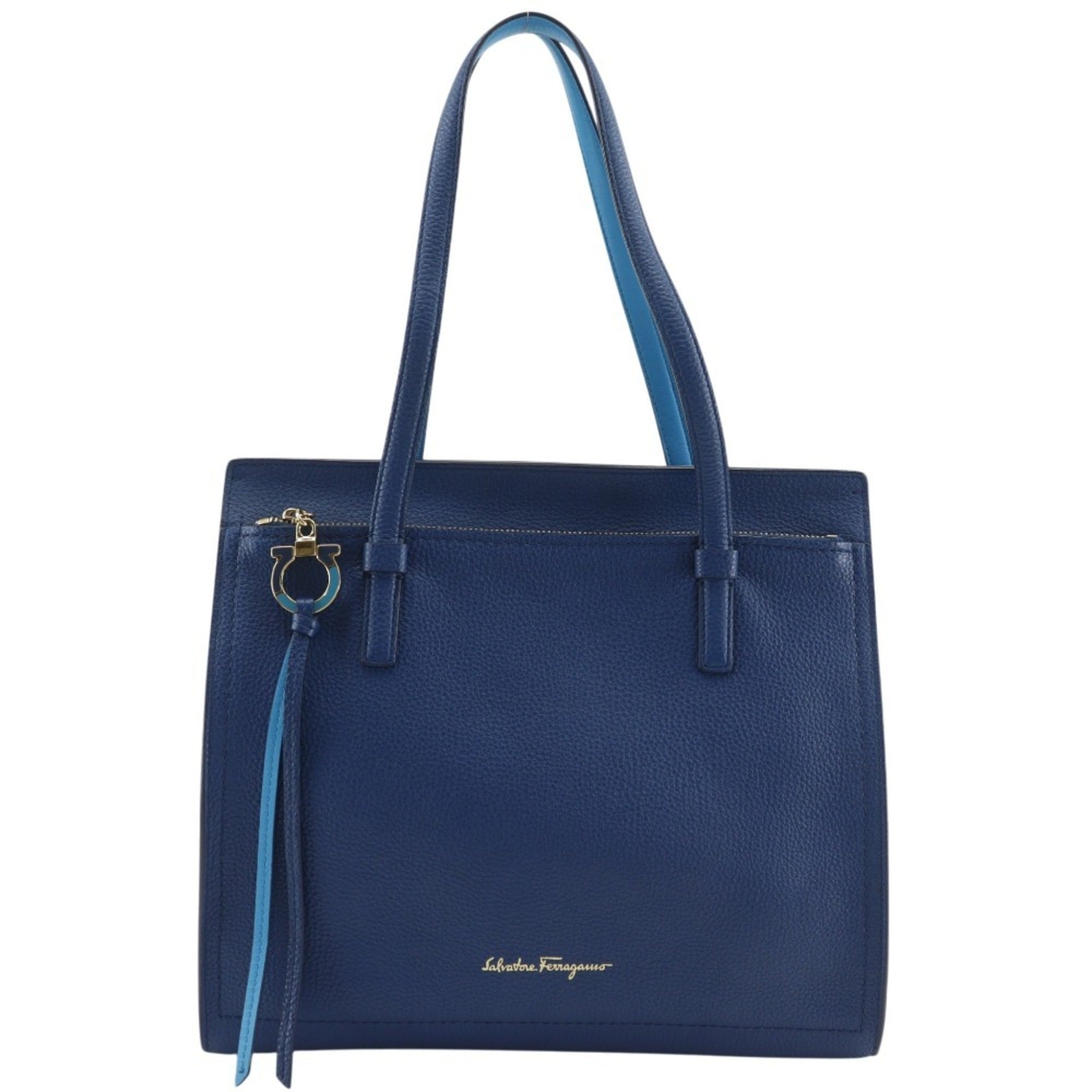 Salvatore Ferragamo Blue Leather Tote Bag (Pre-Owned)