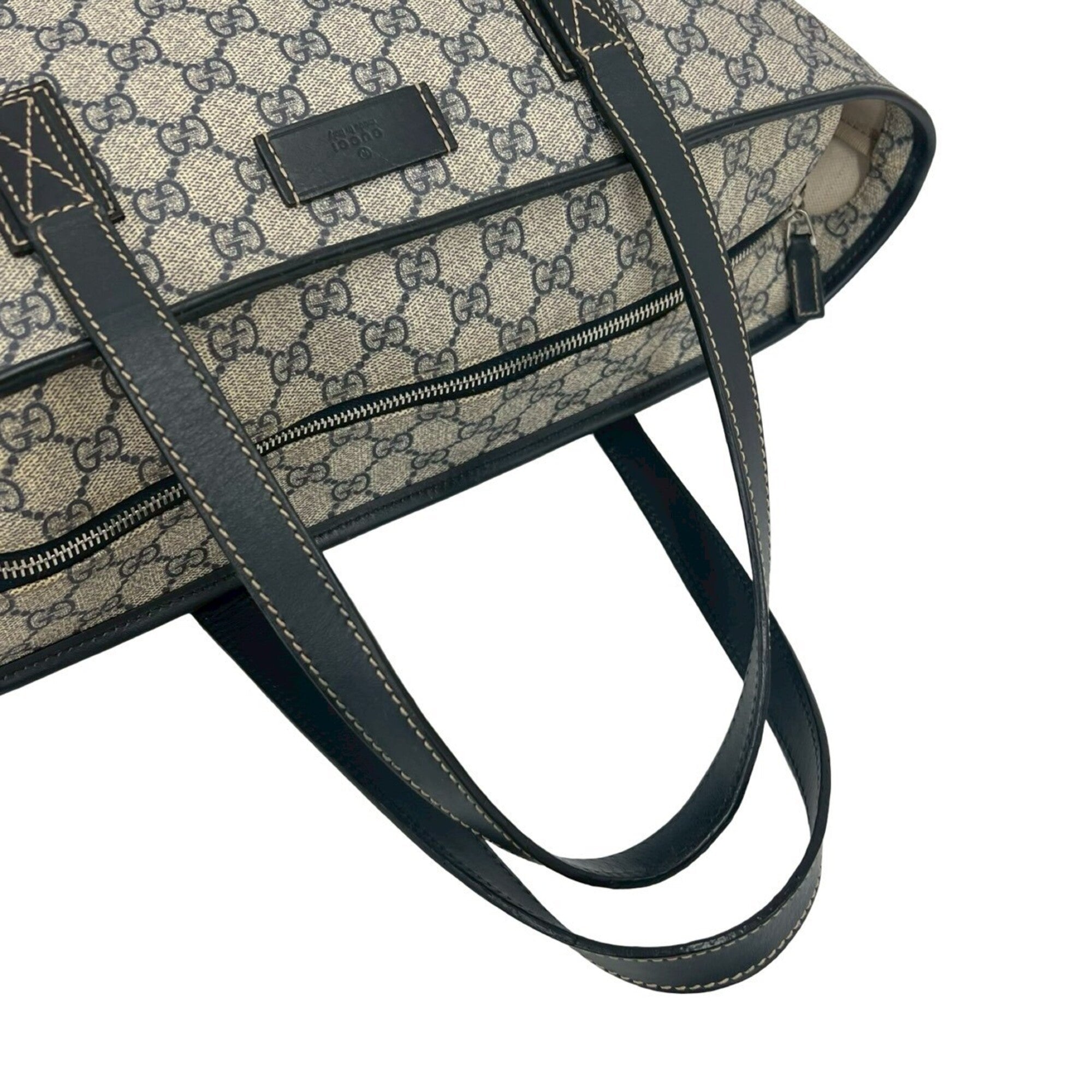 Gucci Navy Elastane Leather Boston Bag Handbag Tote Bag (Pre-Owned)