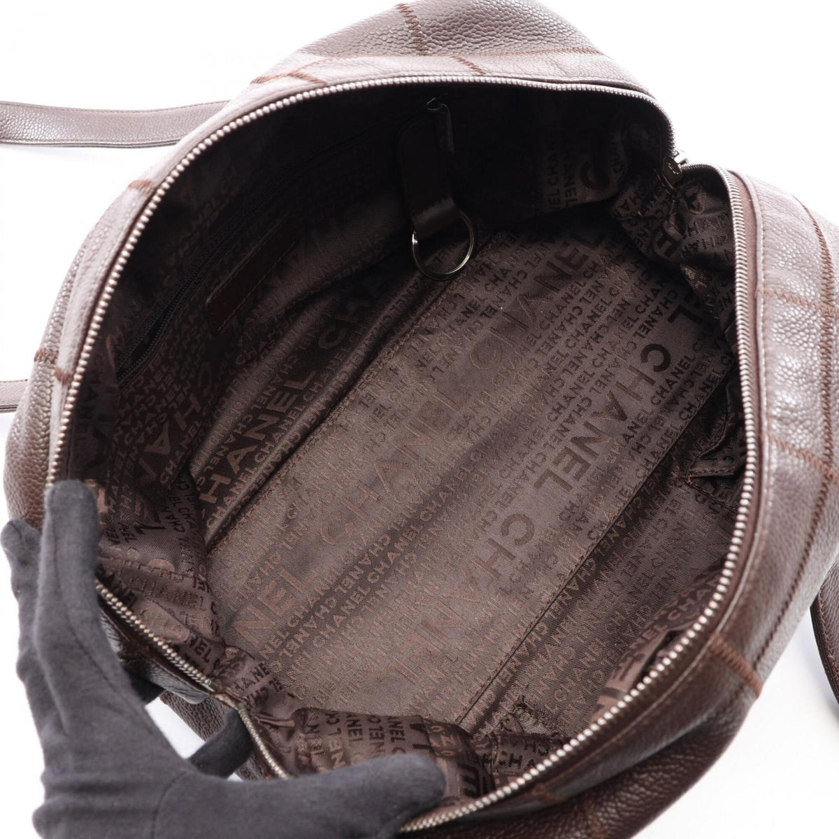 Chanel Brown Grained Calfskin Handbag Shoulder Bag (Pre-Owned)