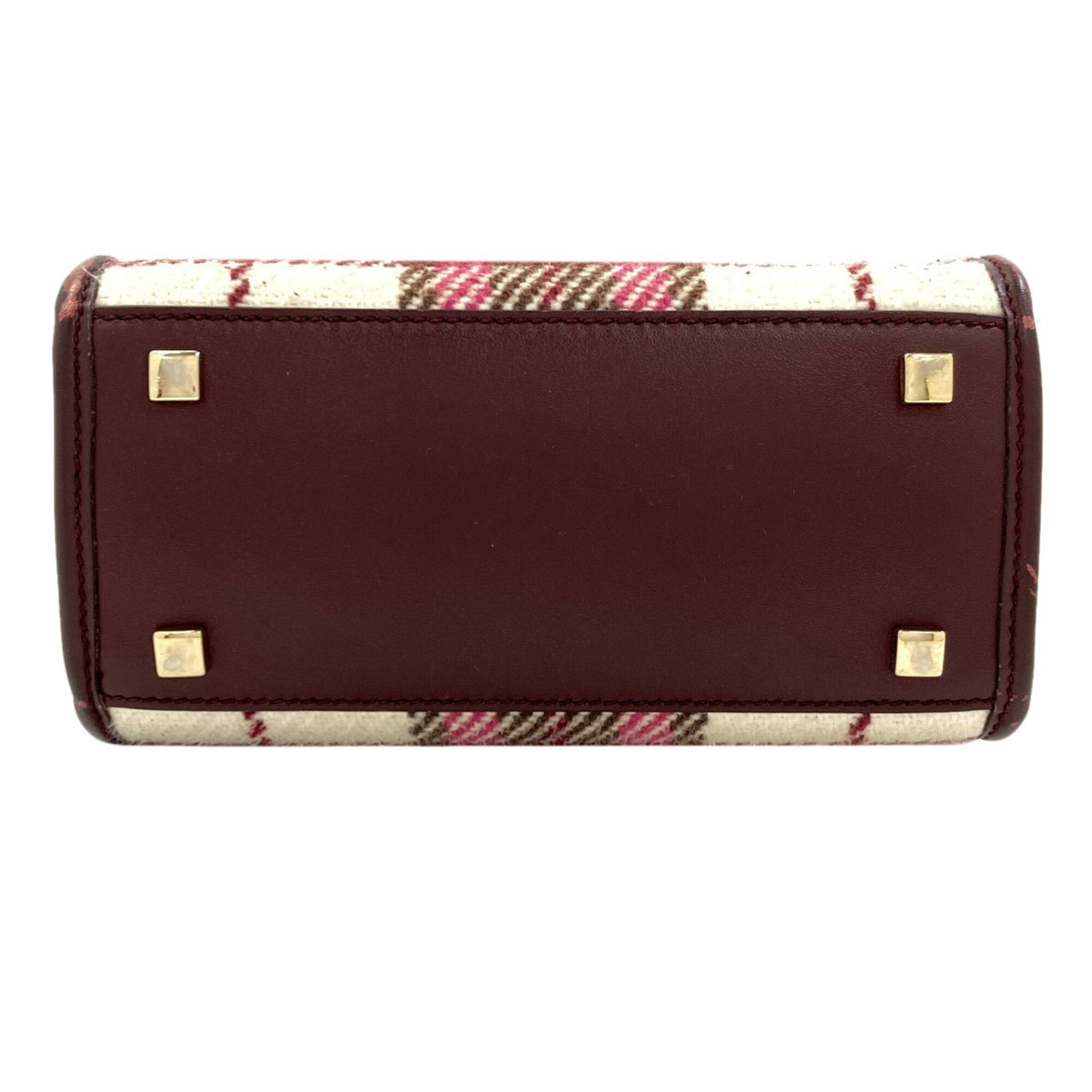 Jimmy Choo Beige Bordeaux Pink Wool Leather Handbag (Pre-Owned)