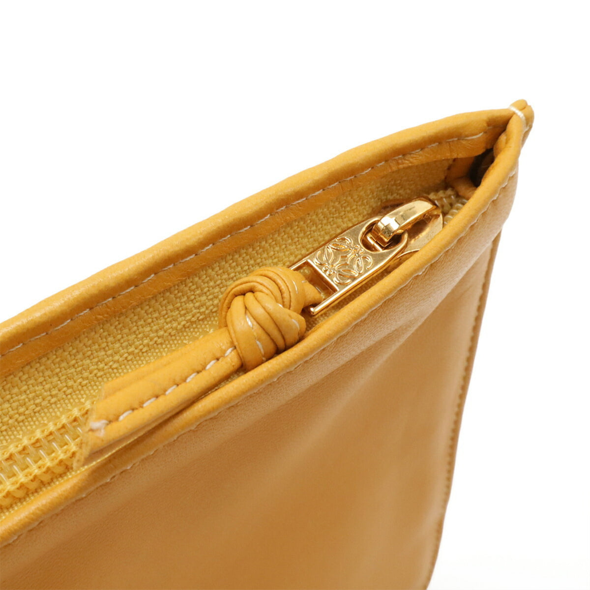 Loewe Mustard Mesh Leather Clutch Bag Pouch (Pre-Owned)