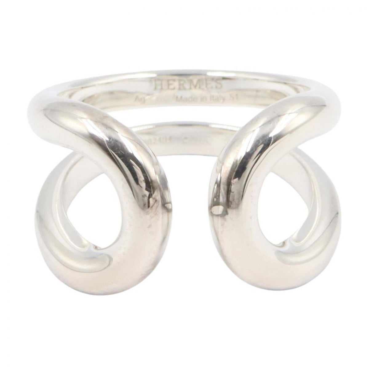 Hermes Silver Silver 925 Band Ring (Pre-Owned)