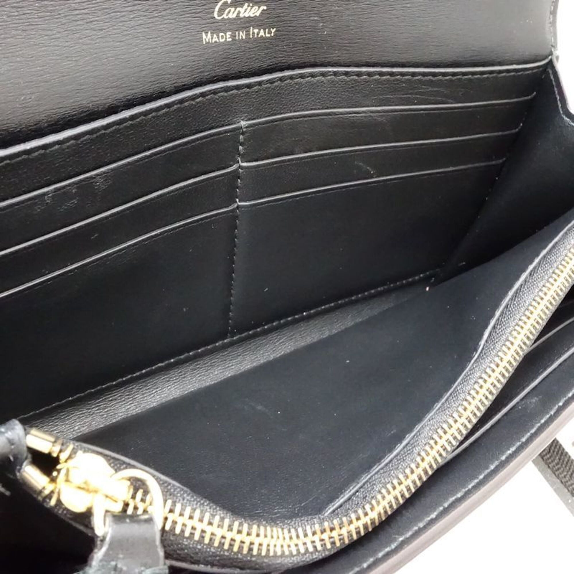 Cartier Black Leather Long Wallet (Bi-Fold) (Pre-Owned)