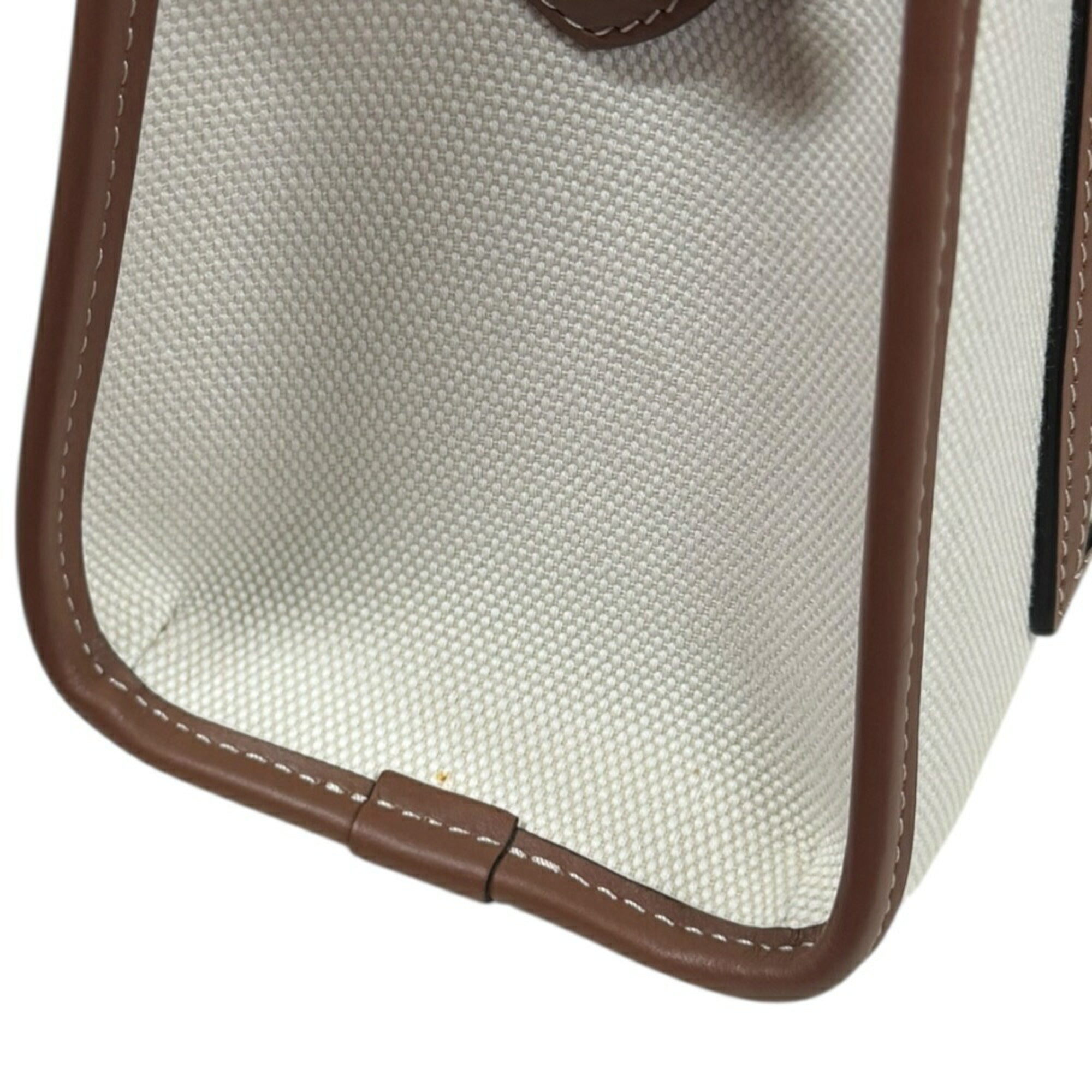 Burberry Beige Brown Canvas Leather Shoulder Bag (Pre-Owned)