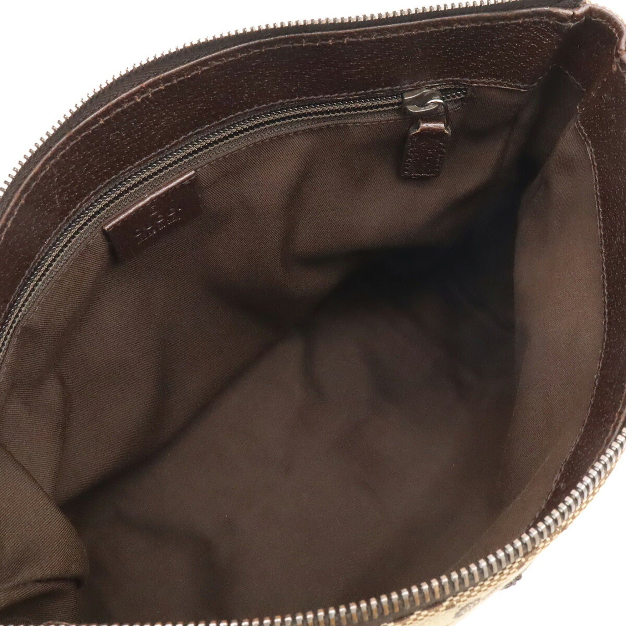 Gucci Gg Canvas Beige Dark Brown Khaki Gg Canvas Leather Handbag Shoulder Bag (Pre-Owned)