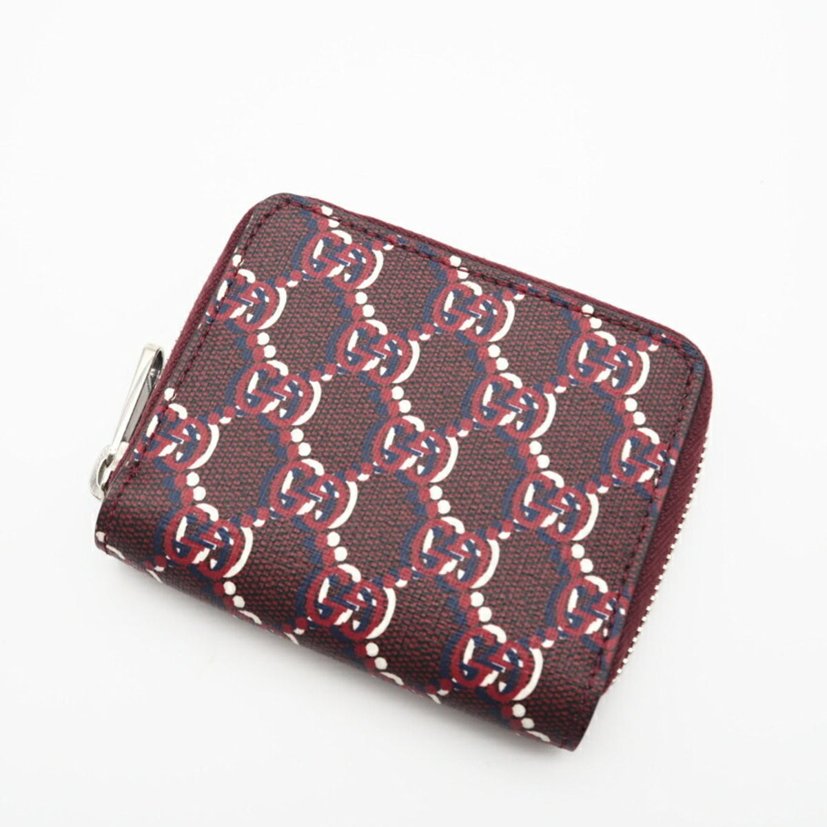Gucci Bordeaux Navy White Leather Long Wallet (Bi-Fold) (Pre-Owned)