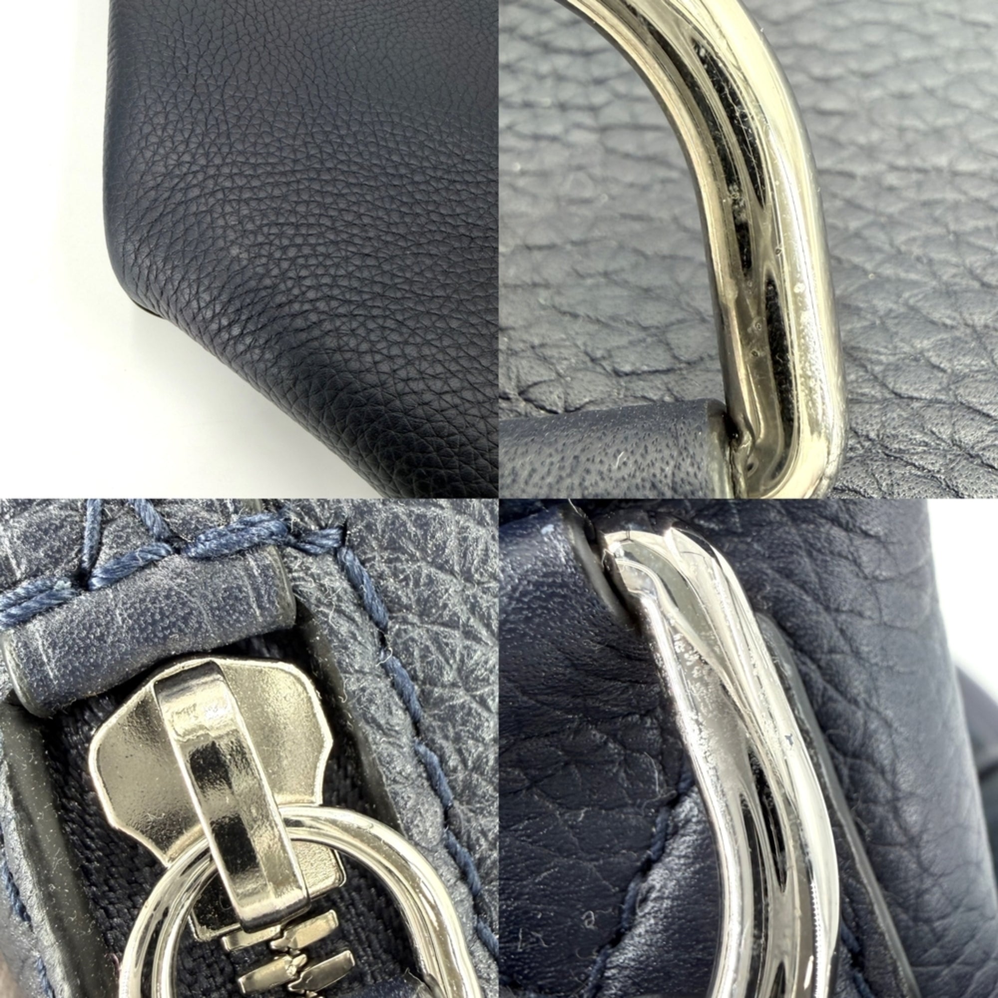 Louis Vuitton Navy Leather Shoulder Bag (Pre-Owned)