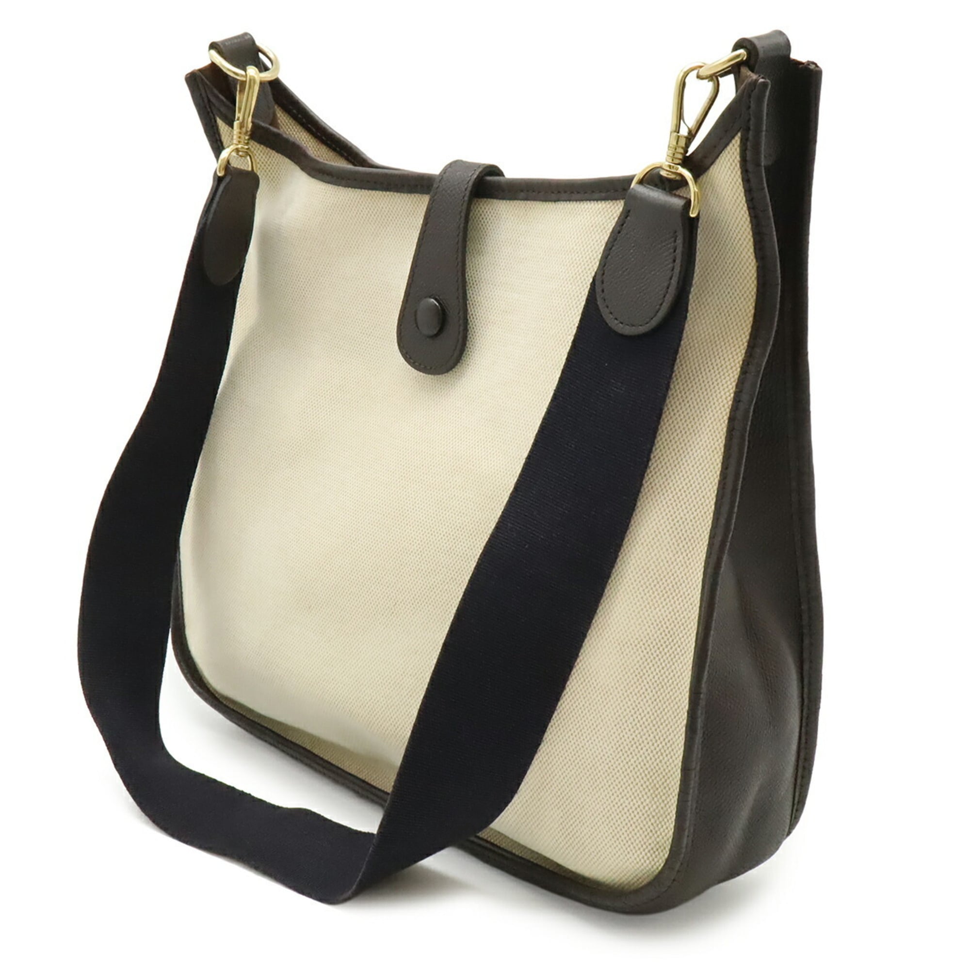 Hermes Dark Brown Natural Toile H Shoulder Bag (Pre-Owned)