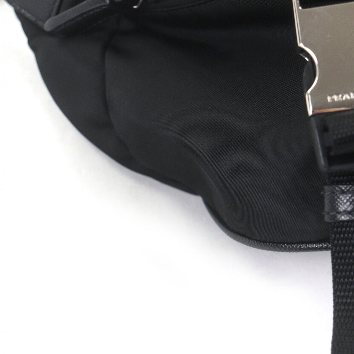 Prada Black Polyamide Saffiano Triangle Leather Shoulder Bag Sling Bag (Pre-Owned)