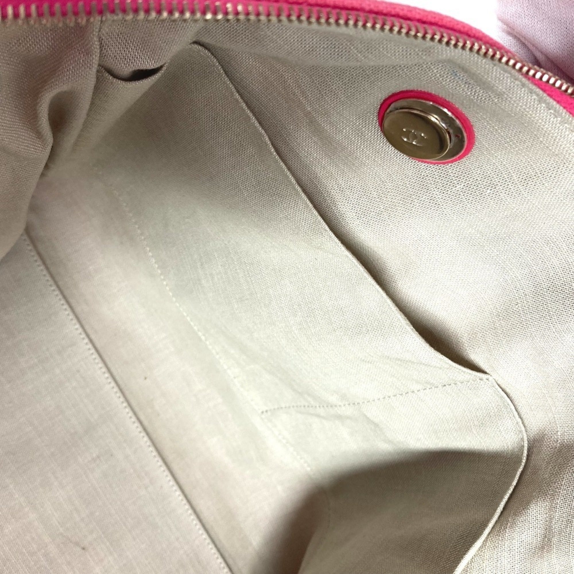 Chanel Pink Canvas Boston Bag Handbag Shoulder Bag (Pre-Owned)