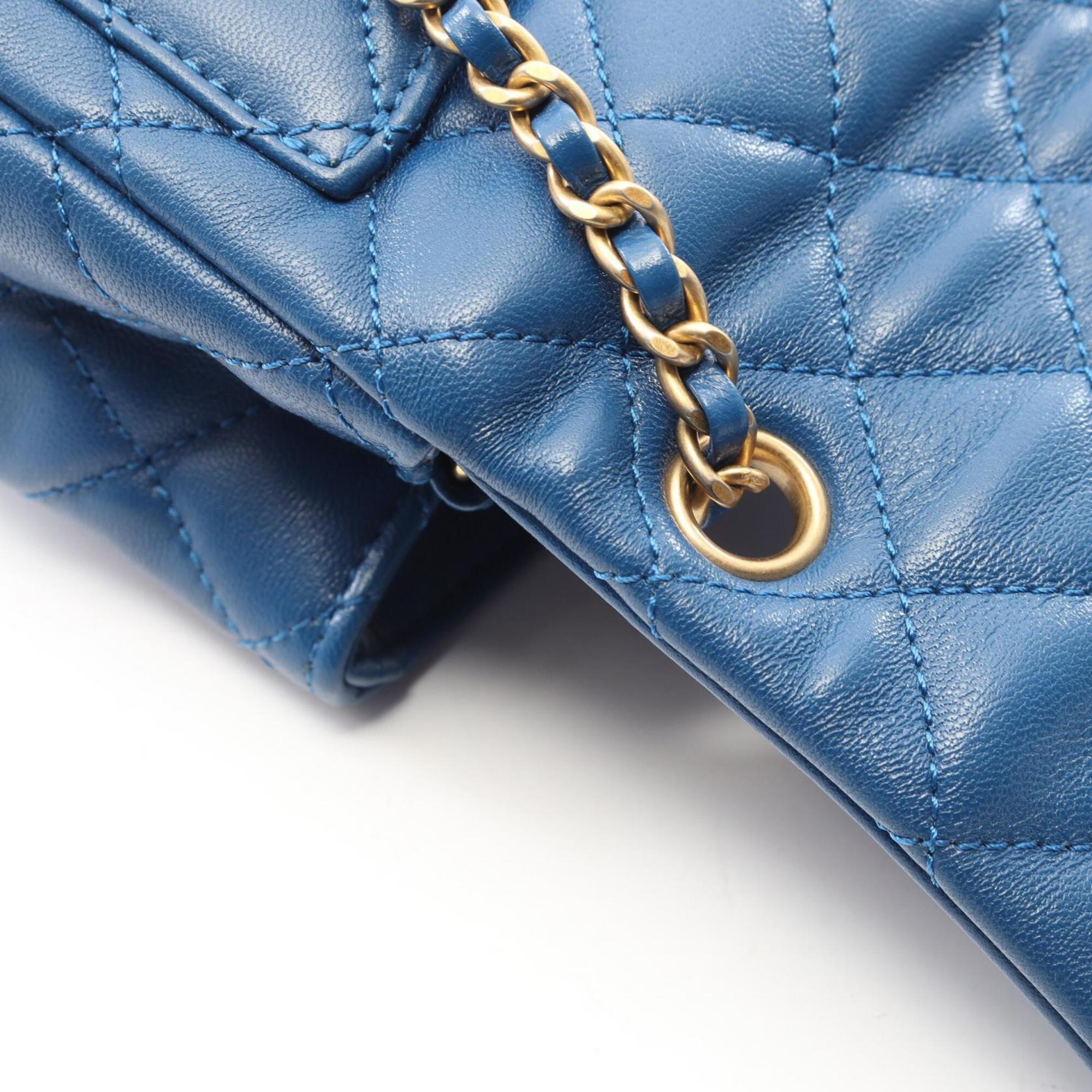Chanel Blue Leather Handbag Shoulder Bag (Pre-Owned)