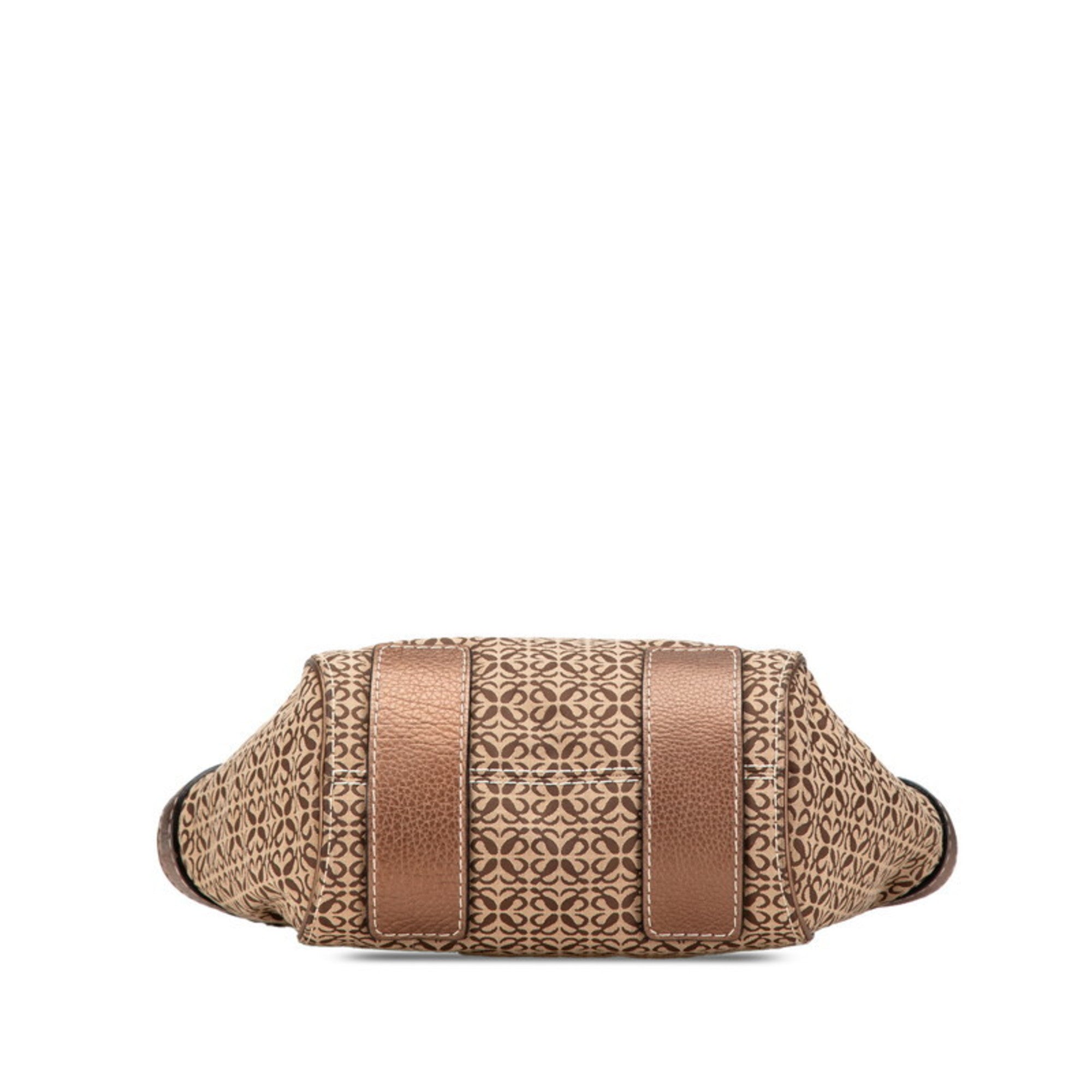 Loewe Beige Brown Canvas Leather Handbag (Pre-Owned)