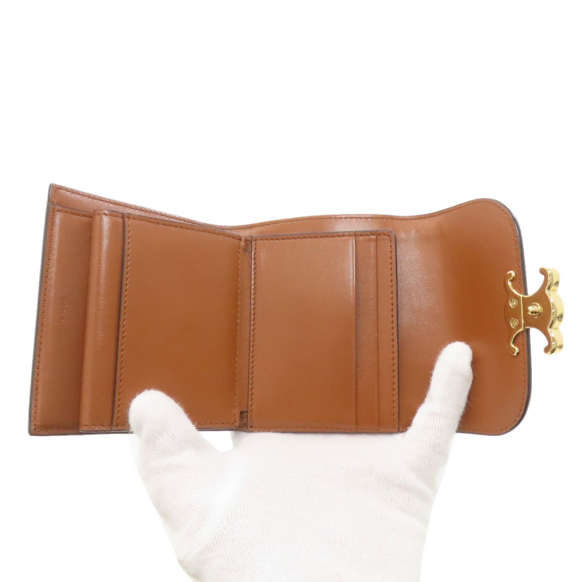Celine Brown Canvas Leather Wallet (Tri-Fold) (Pre-Owned)