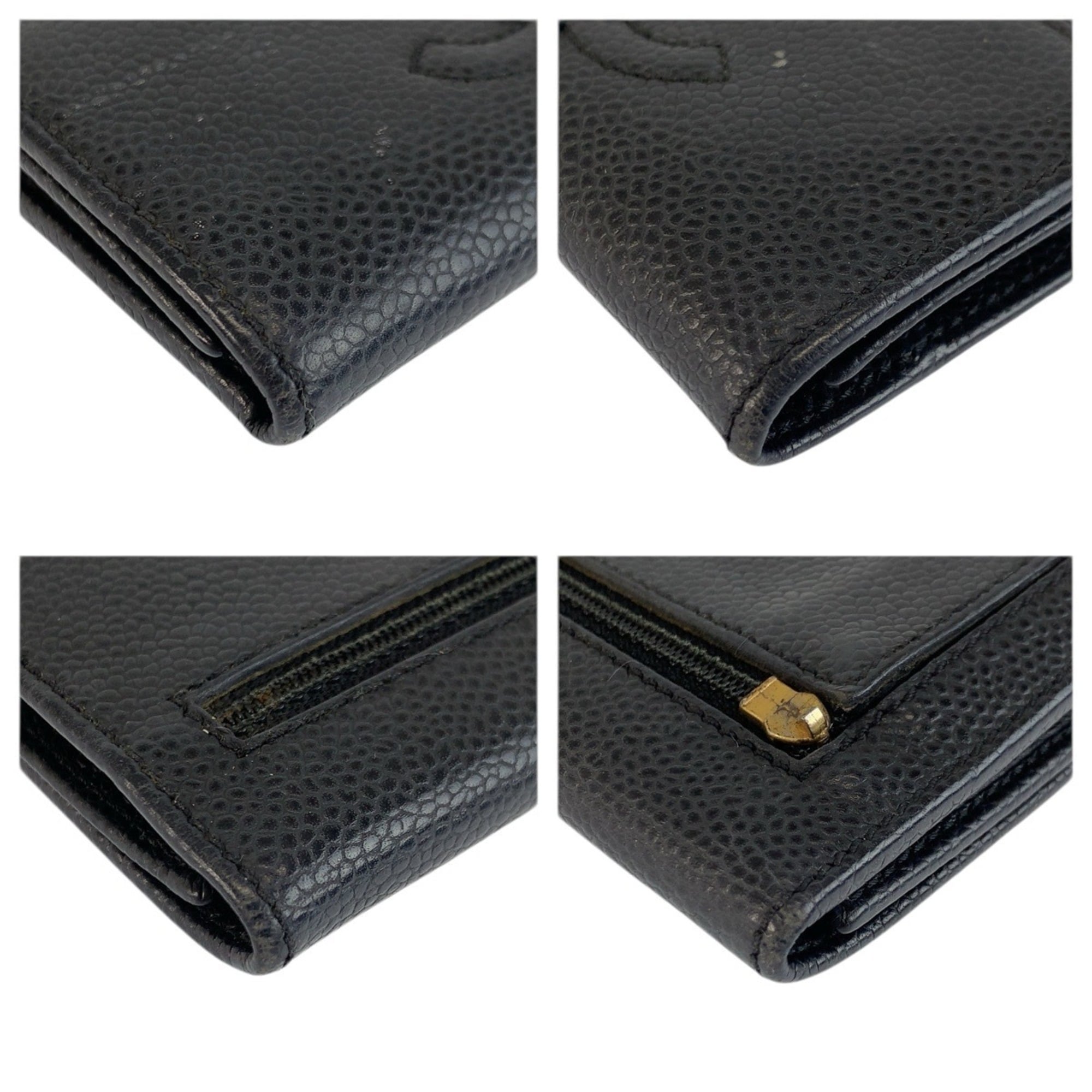 Chanel Black Leather Wallet (Tri-Fold) (Pre-Owned)