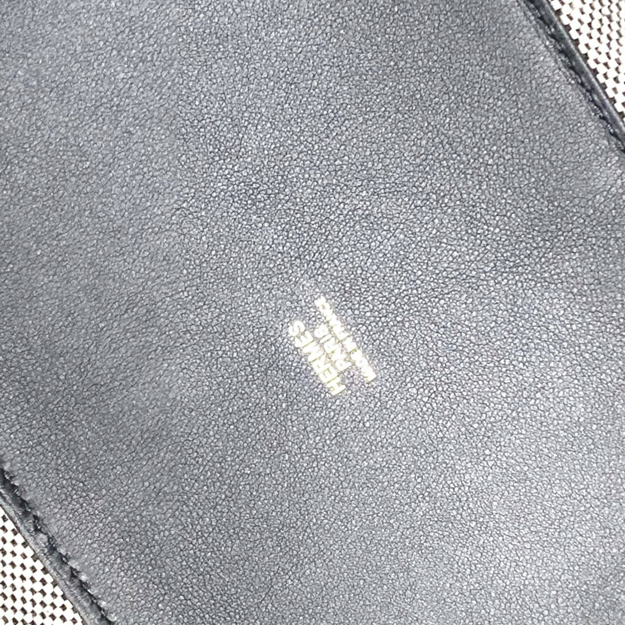 Hermes Black Gray White Canvas Swift Leather Handbag Tote Bag (Pre-Owned)