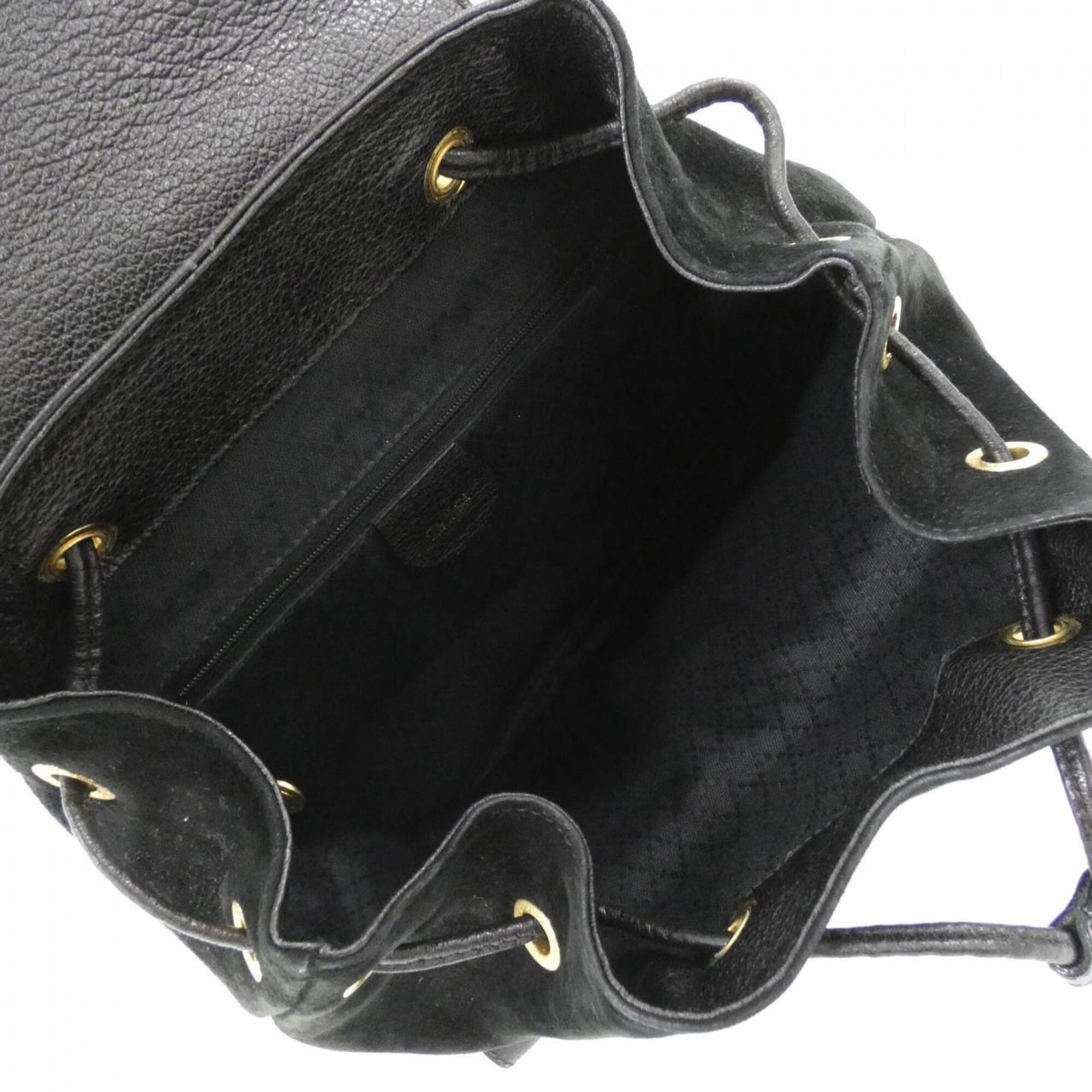 Gucci Black Suede Leather Backpack (Pre-Owned)