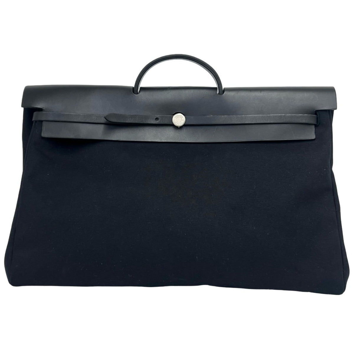 Hermes Black Toile Officier Leather Boston Bag (Pre-Owned)