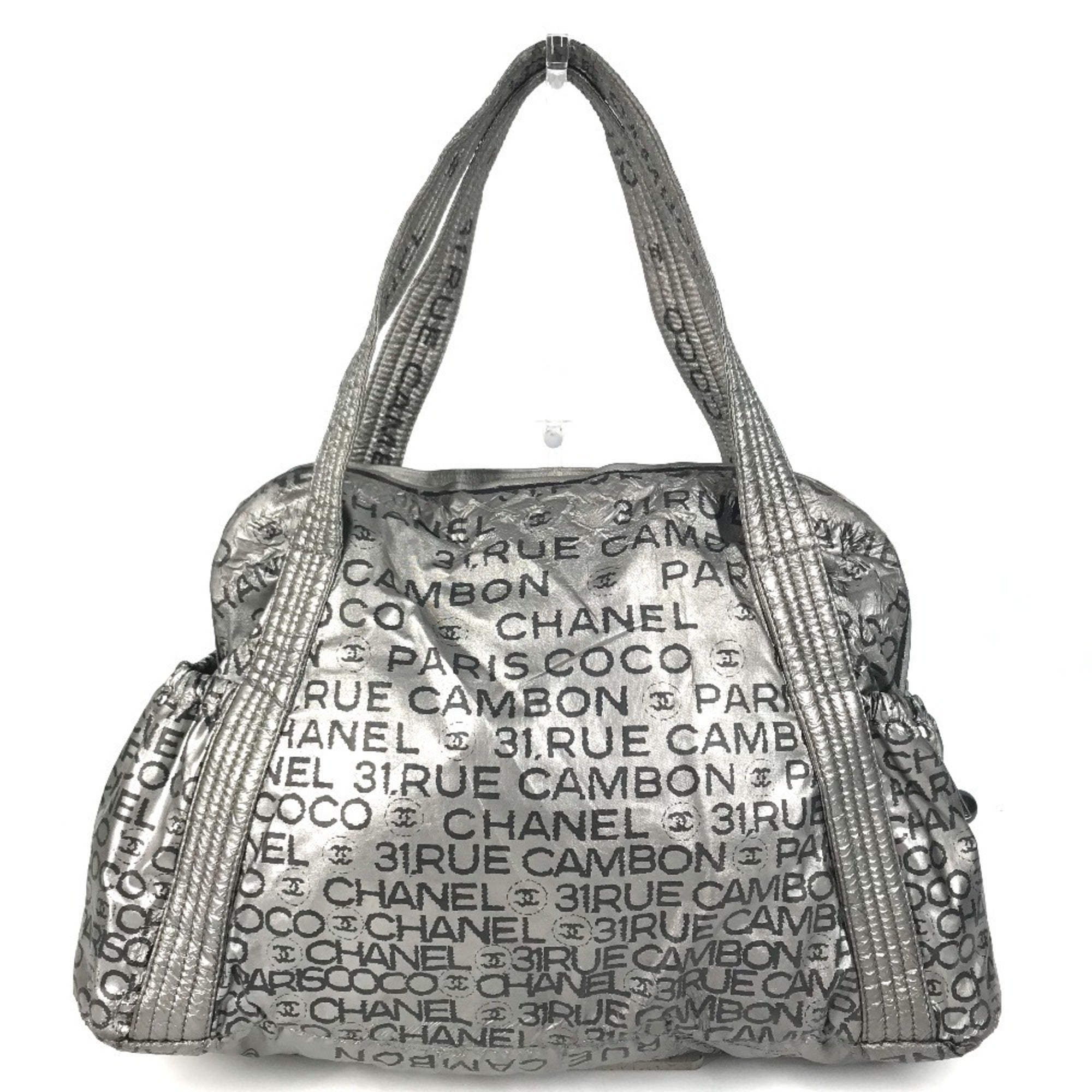 Chanel Unlimited Black Silver Nylon Canvas Handbag Shoulder Bag Tote Bag (Pre-Owned)