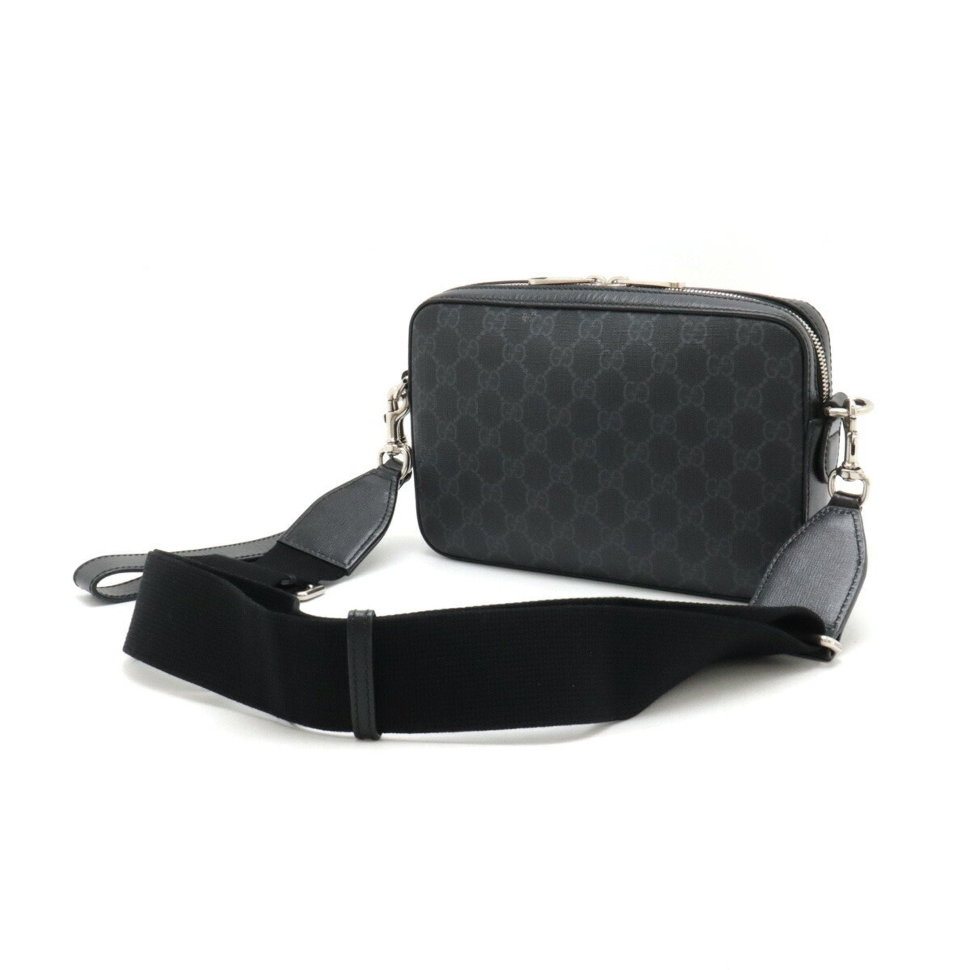 Gucci Black Dark Gray Gg Supreme Shoulder Bag (Pre-Owned)