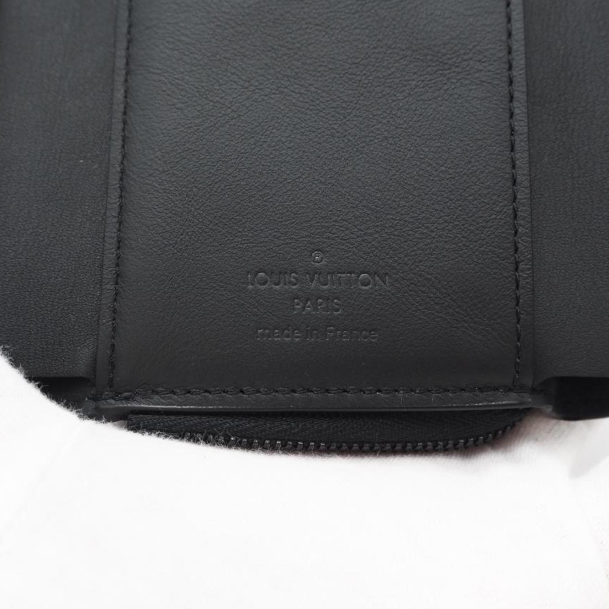 Louis Vuitton Black Leather Wallet (Tri-Fold) (Pre-Owned)