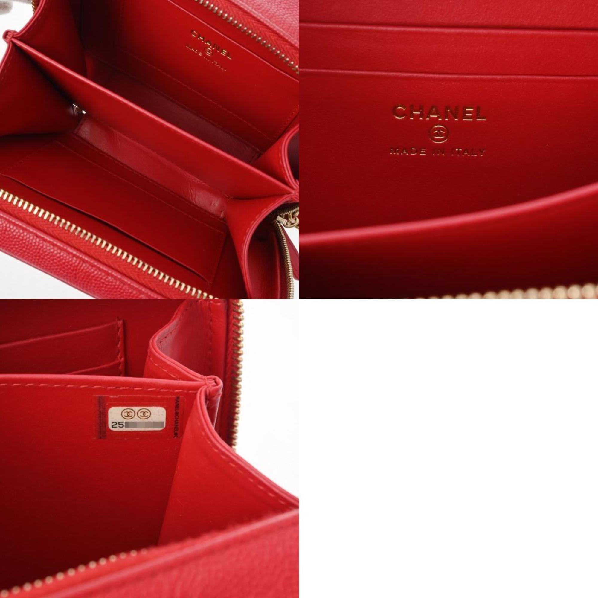 Chanel Caviar Skin Red Color Caviar Leather Shoulder Bag (Pre-Owned)