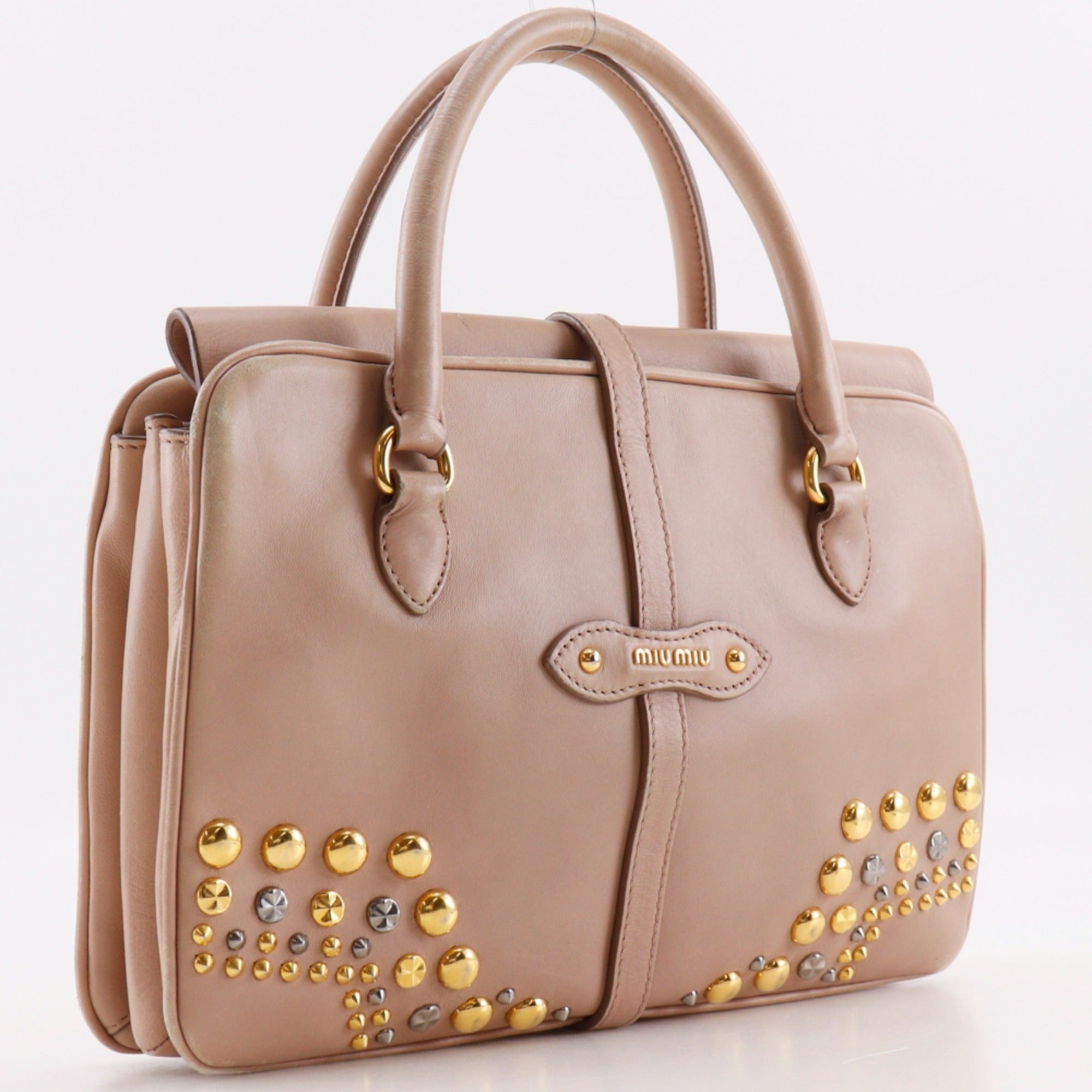 Miu Miu Pink Beige Leather Handbag (Pre-Owned)