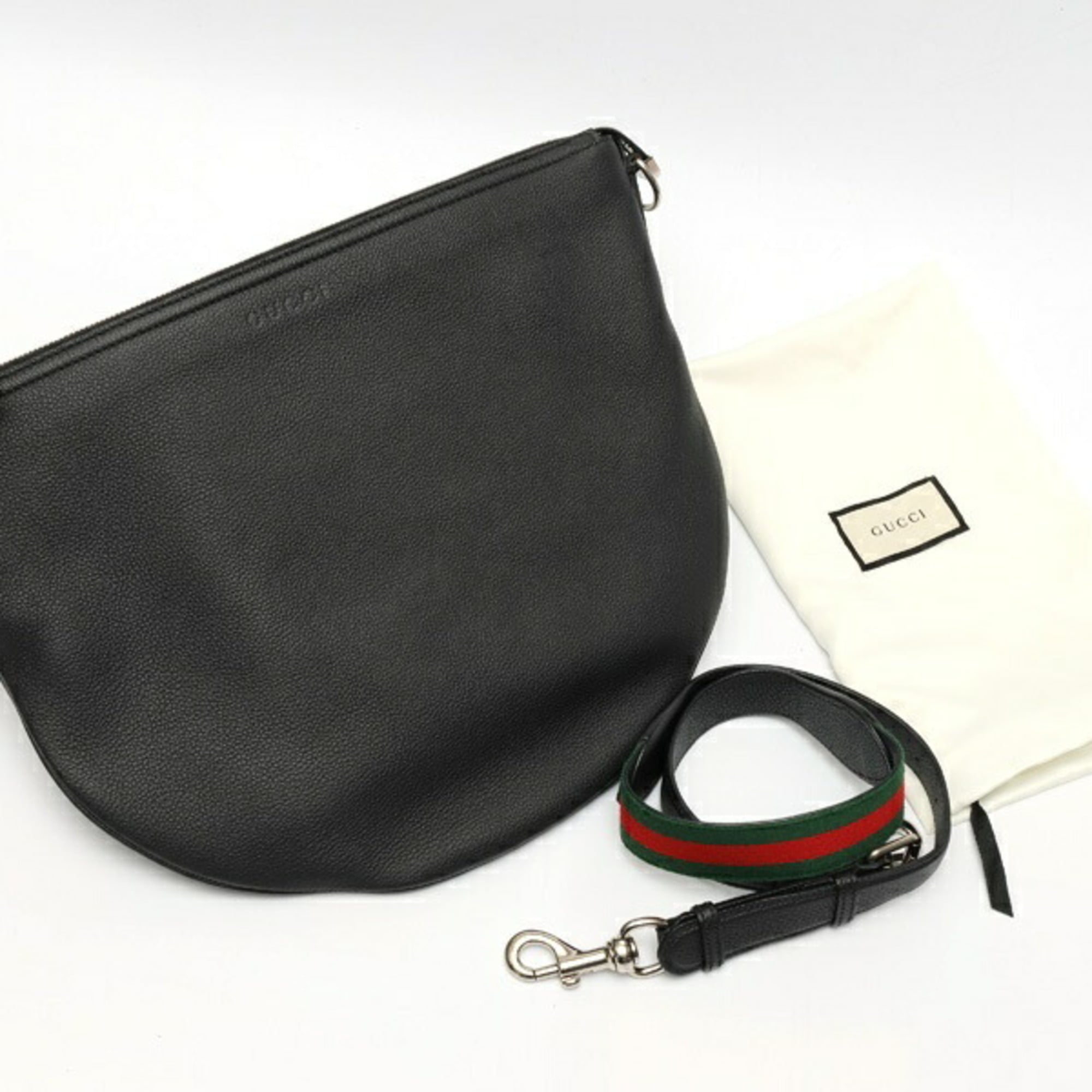 Gucci Sherry Line Black Leather Shoulder Bag (Pre-Owned)