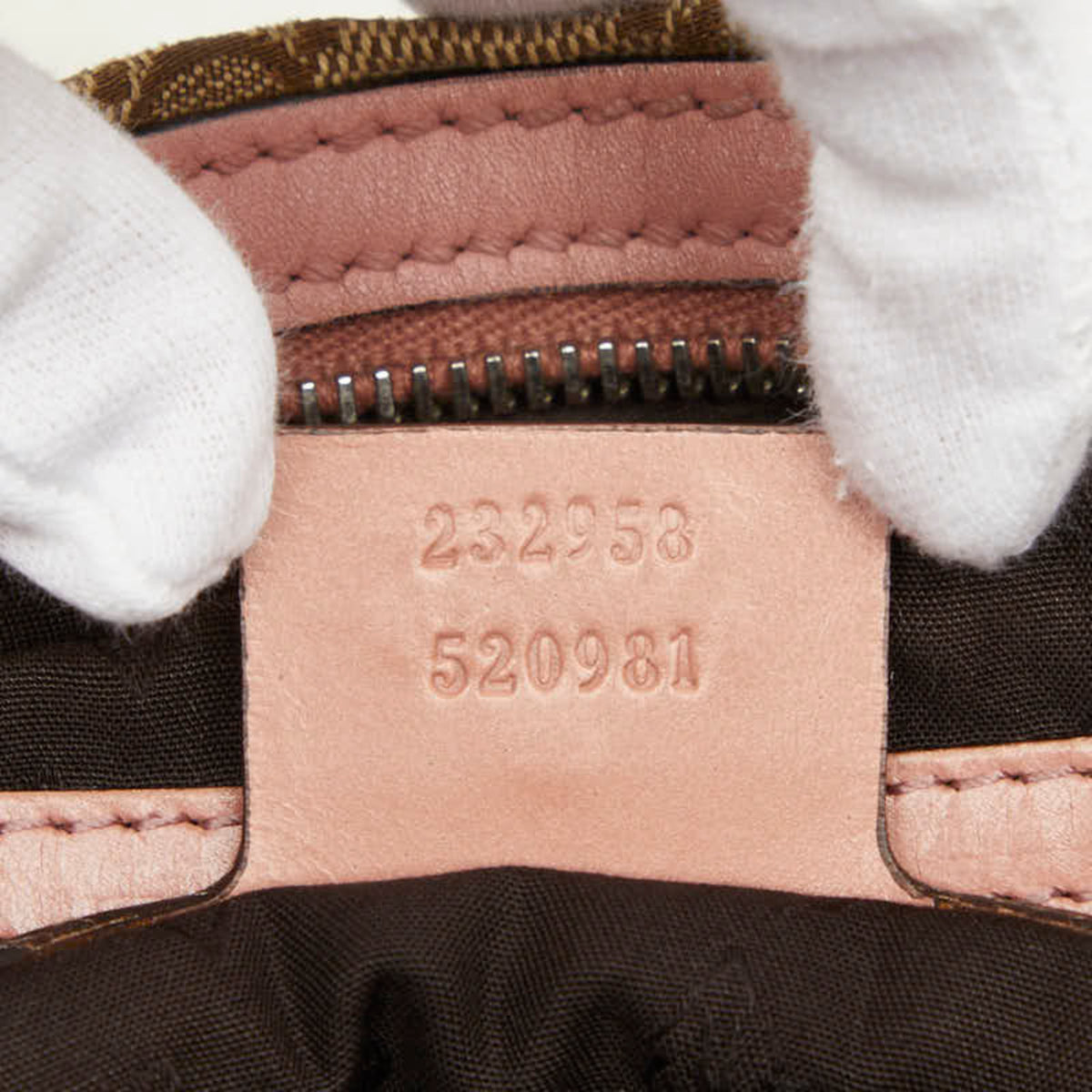 Gucci Beige Pink Canvas Leather Handbag (Pre-Owned)