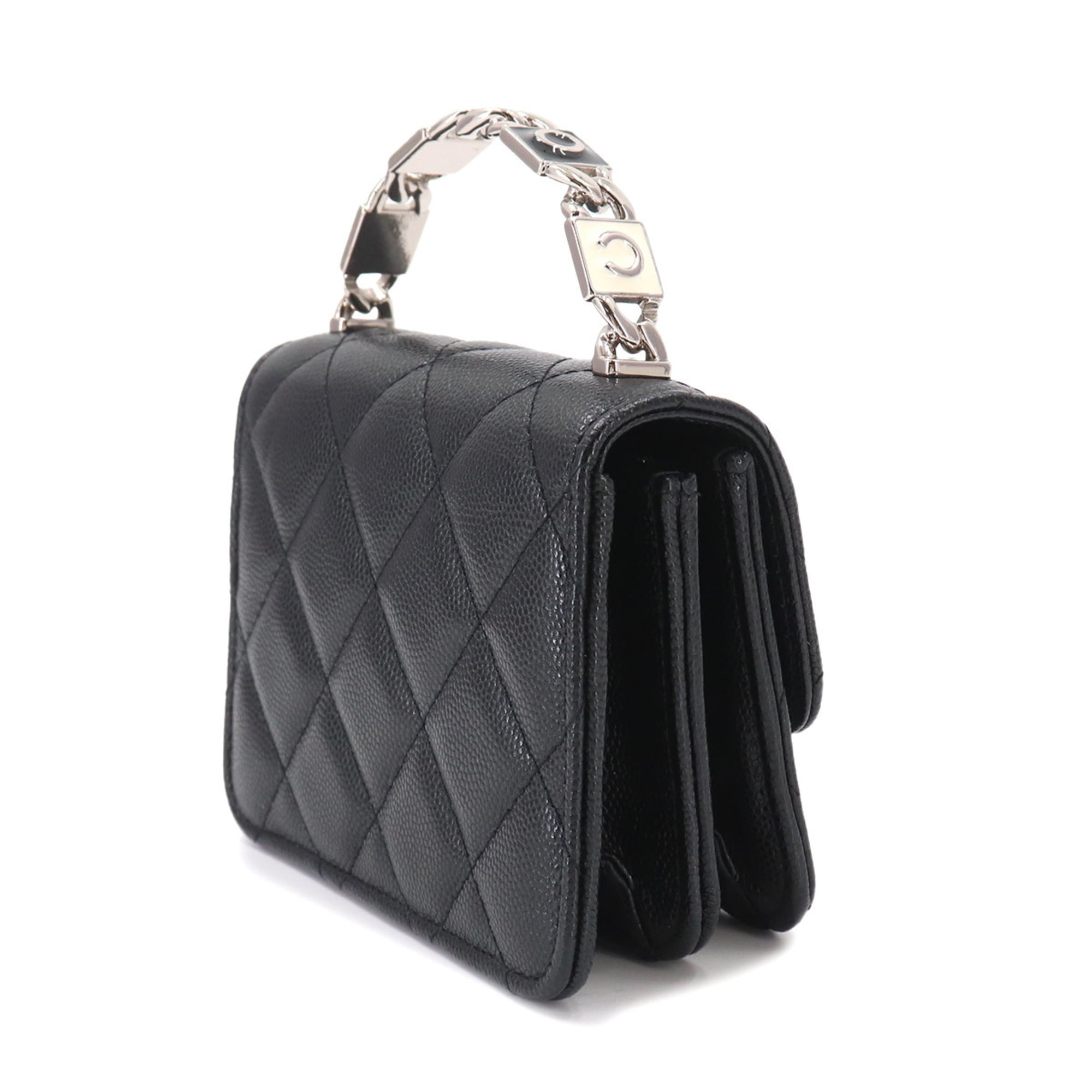 Chanel Matelasse Black Grained Calfskin Handbag Shoulder Bag (Pre-Owned)