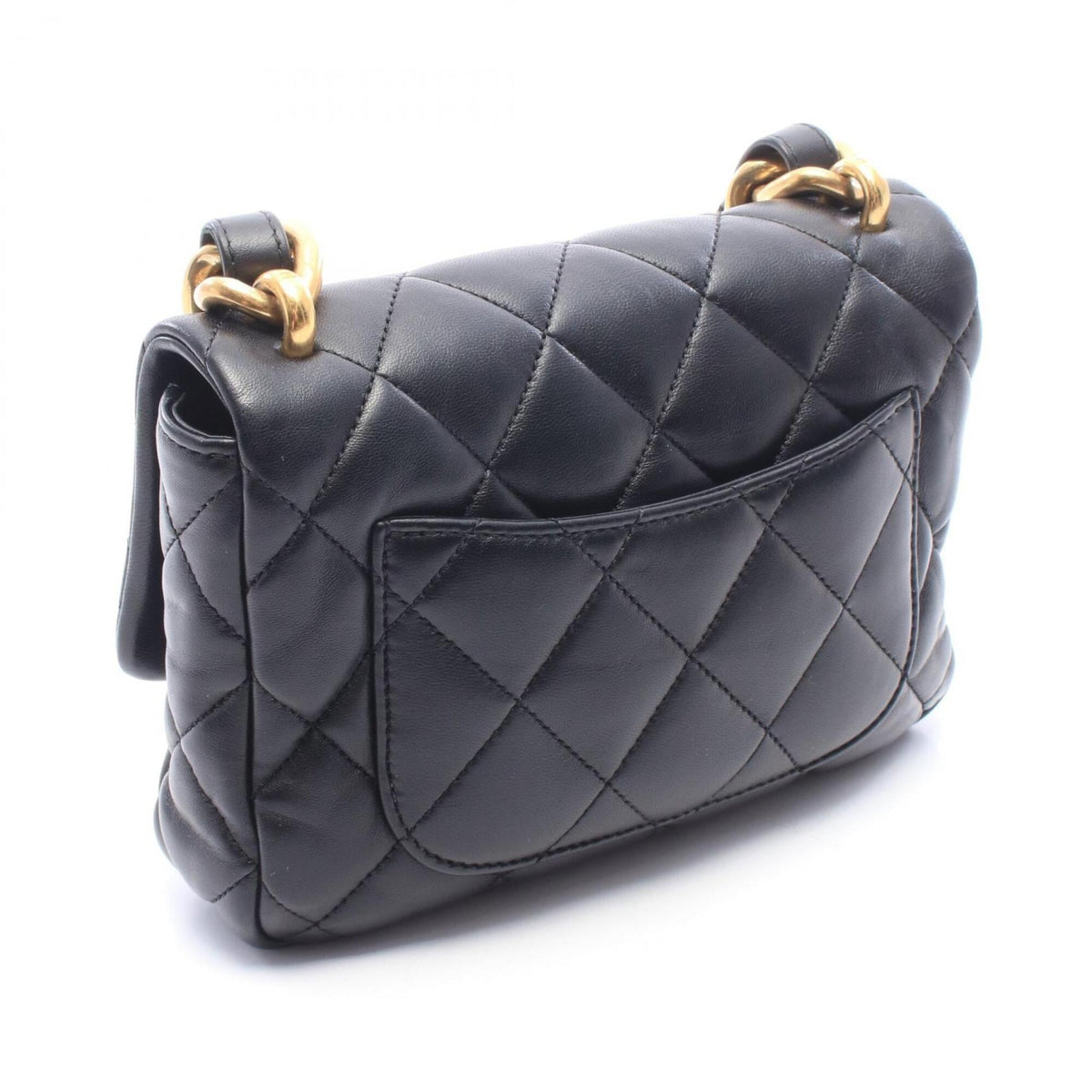 Chanel Black Leather Handbag Shoulder Bag (Pre-Owned)