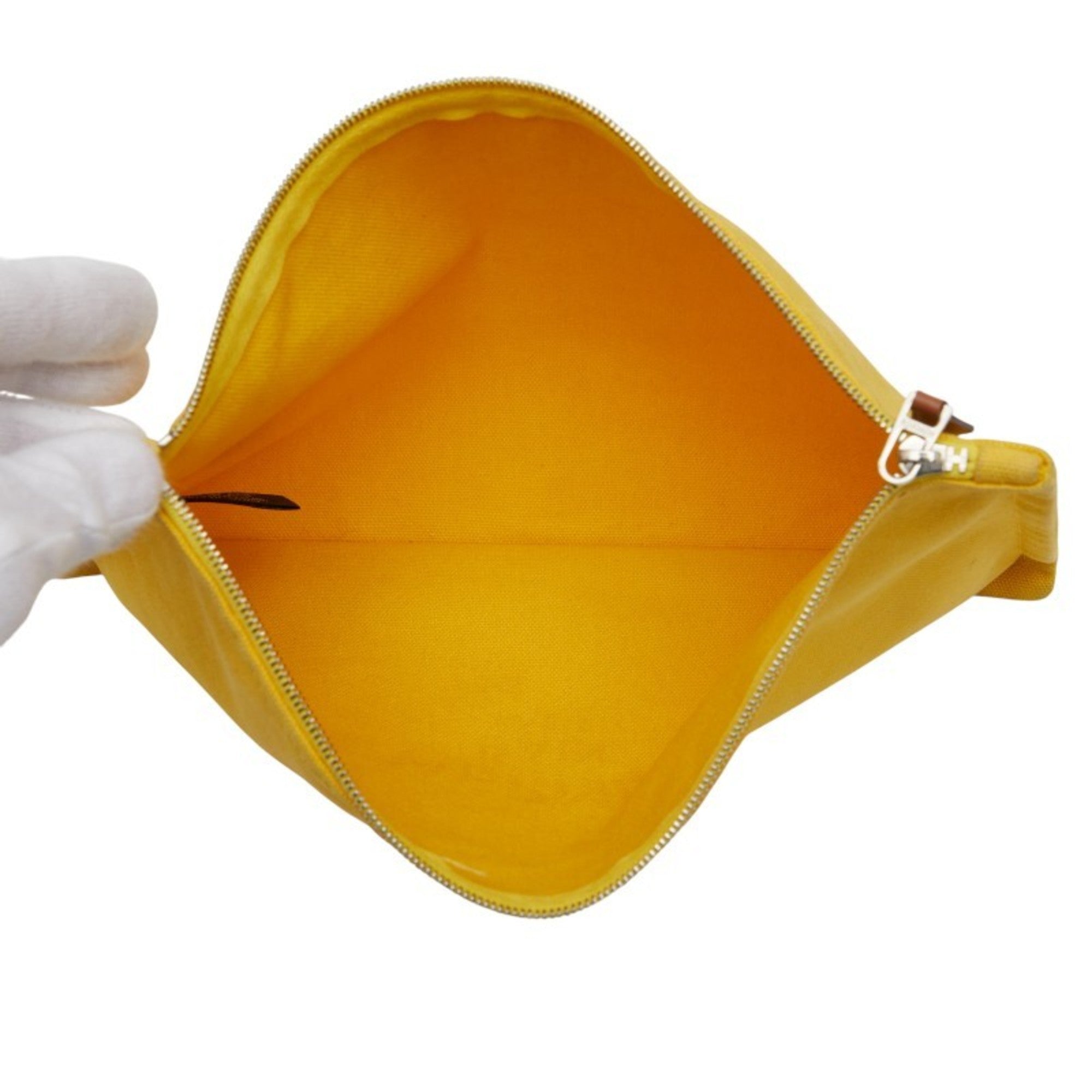Hermes Yellow Canvas Clutch Bag Pouch (Pre-Owned)