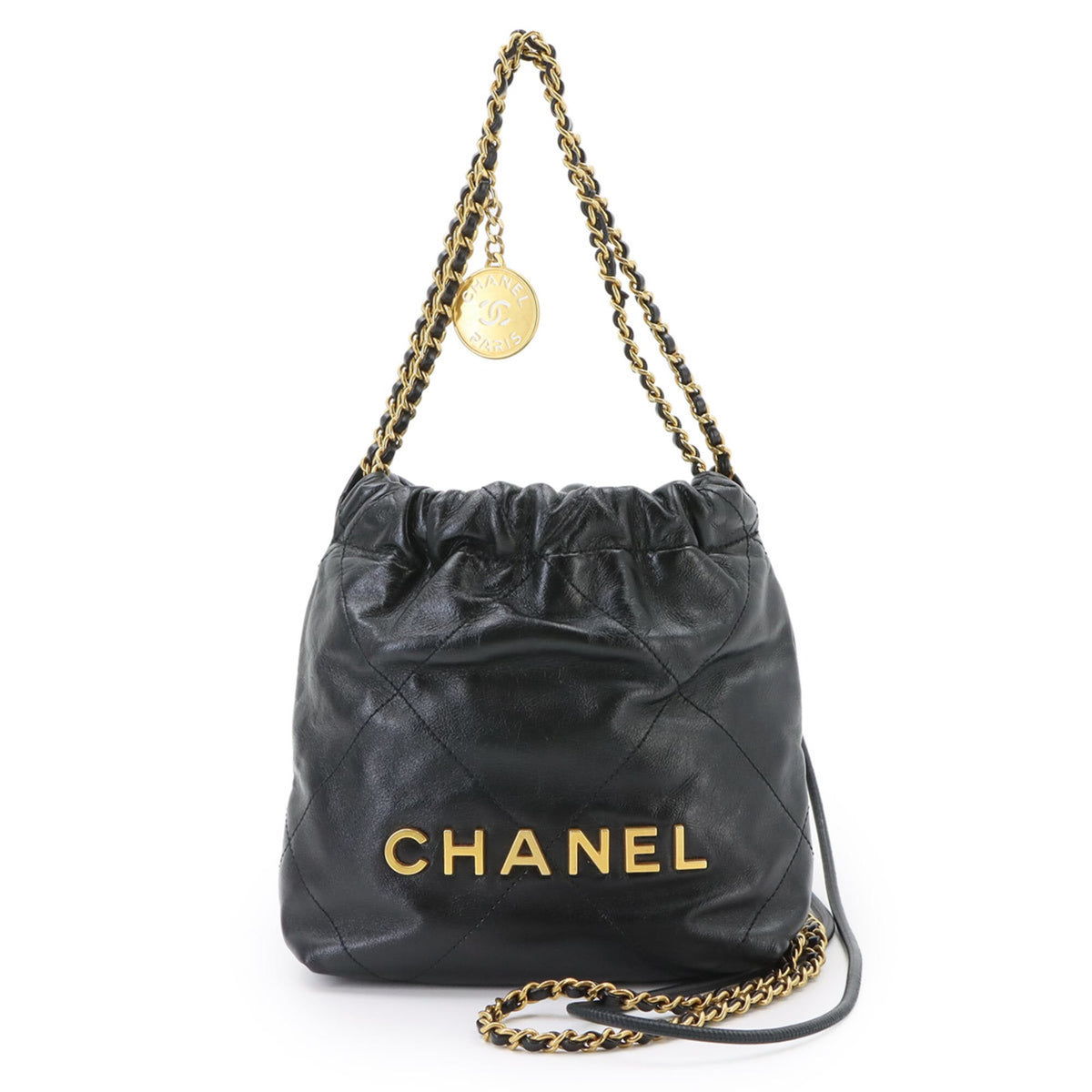 Chanel Black Leather Handbag Shoulder Bag (Pre-Owned)
