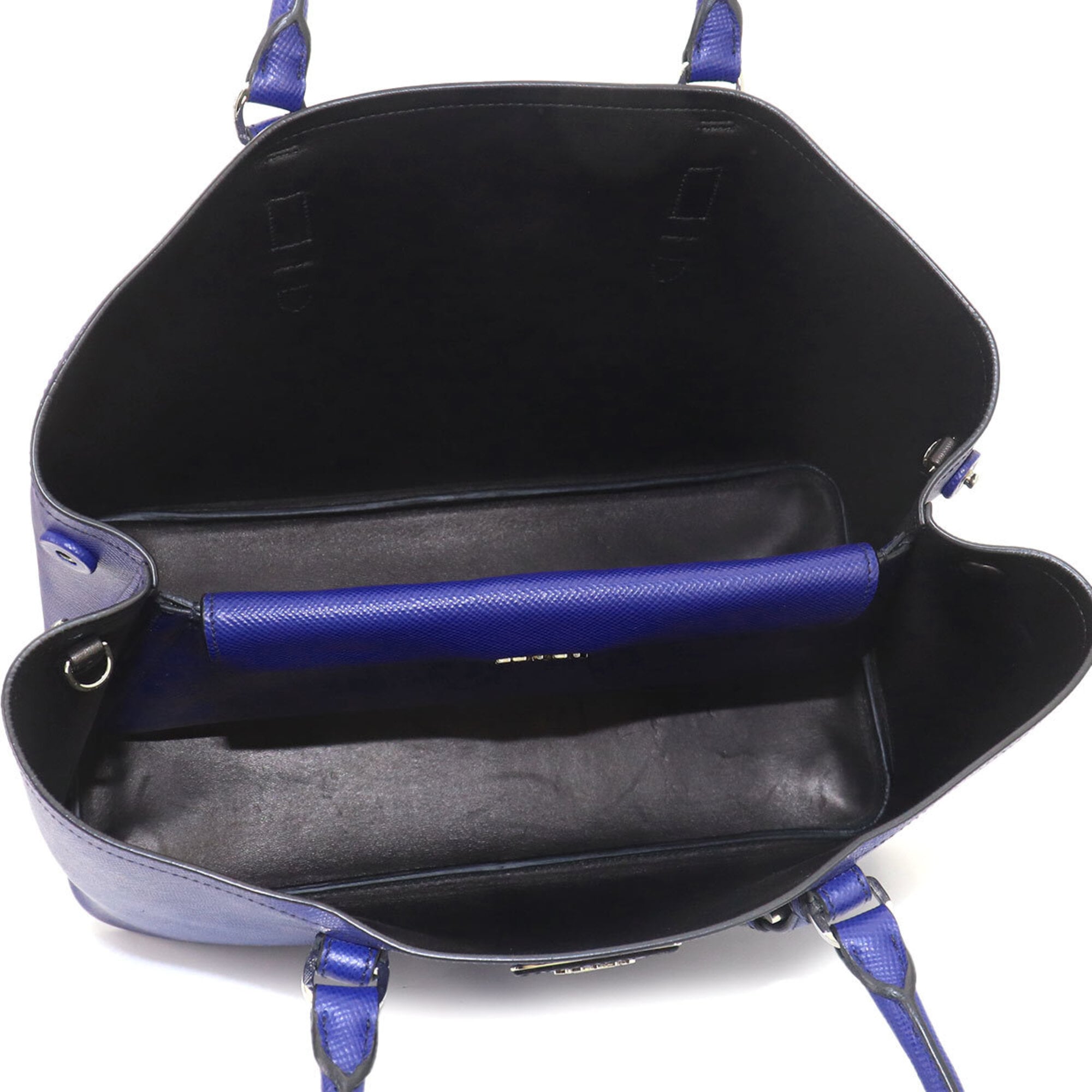 Prada Blue Saffiano Triangle Handbag Tote Bag (Pre-Owned)