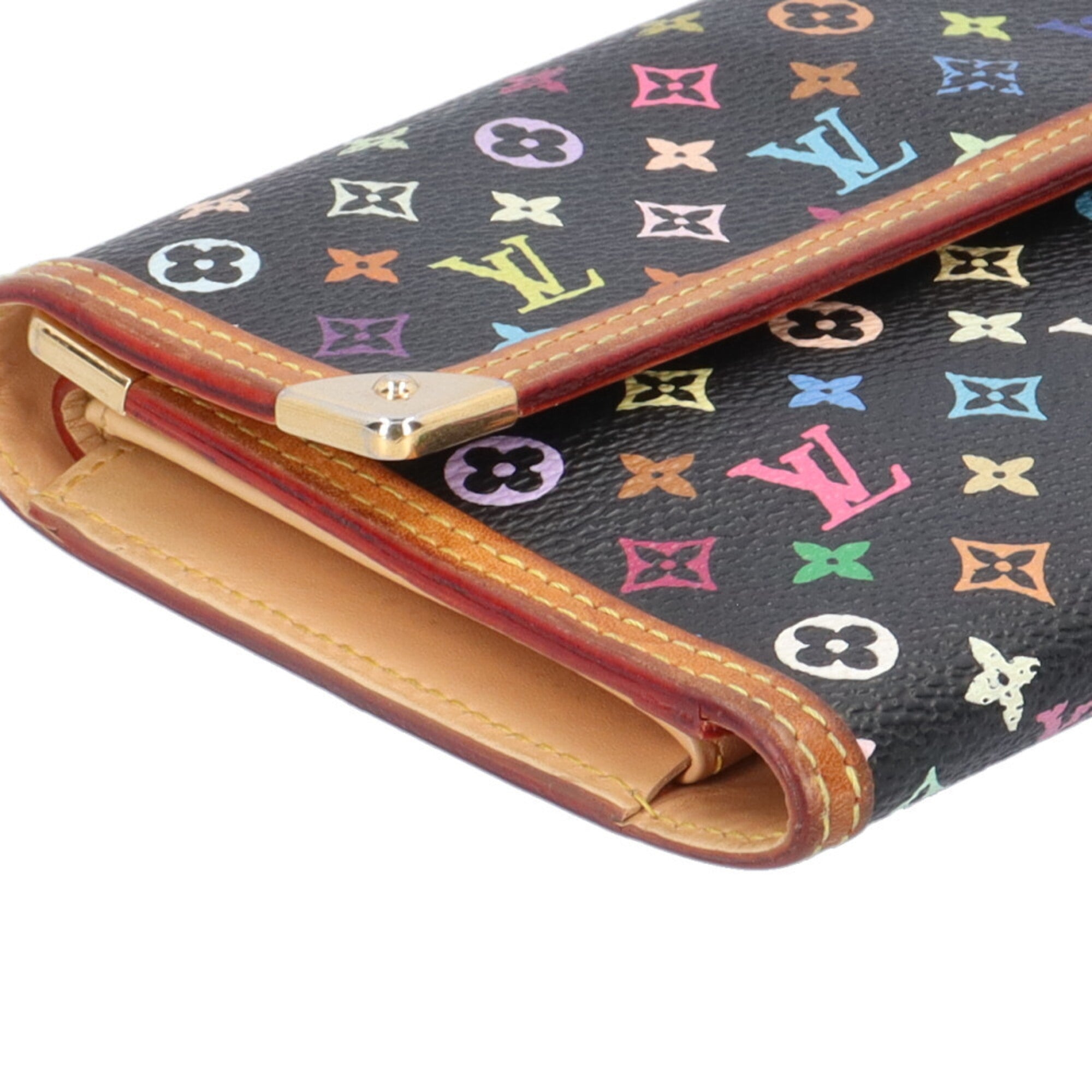 Louis Vuitton Black Noir Monogram Multicolore Long Wallet (Bi-Fold) (Pre-Owned)
