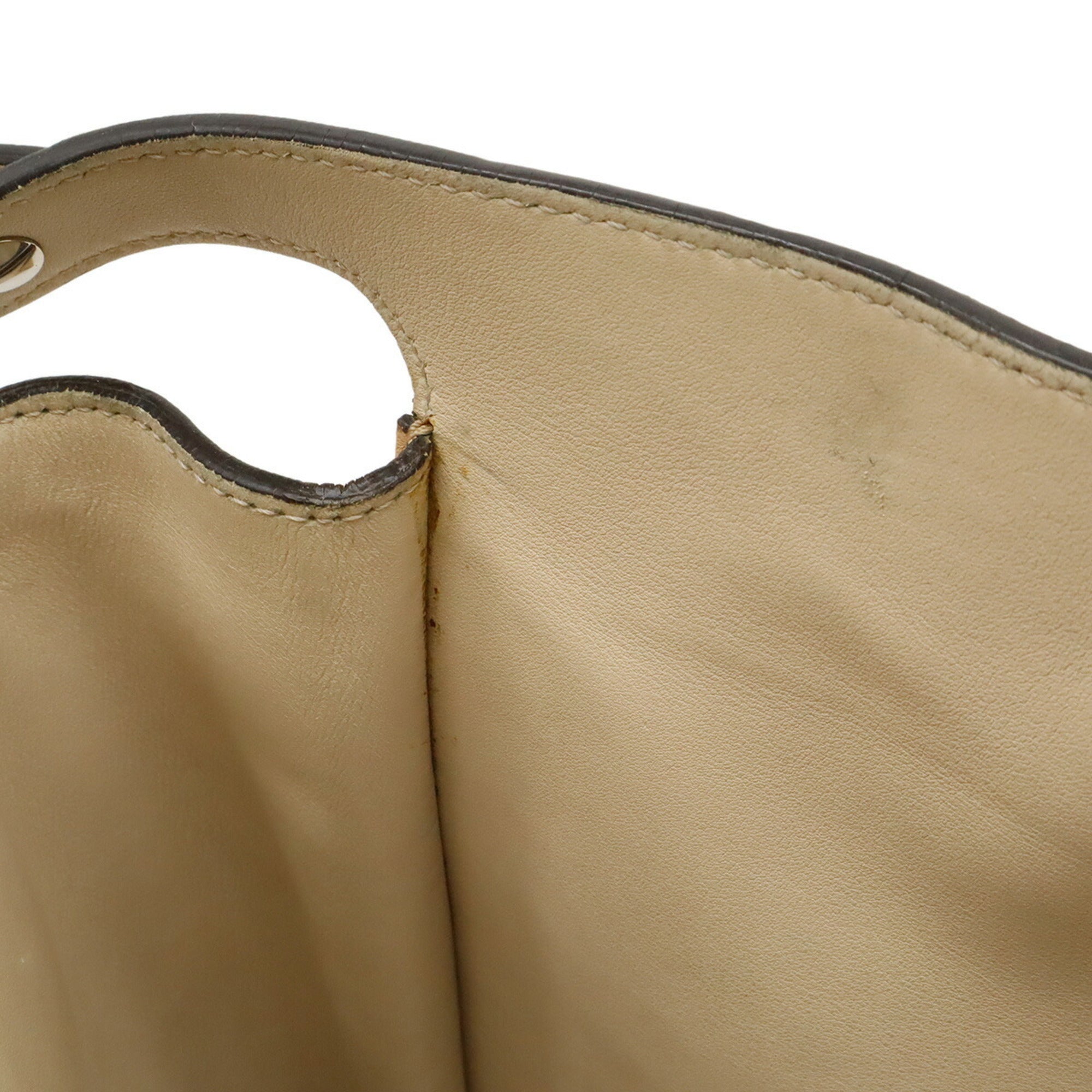 Fendi Peekaboo Beige Leather Handbag Shoulder Bag (Pre-Owned)