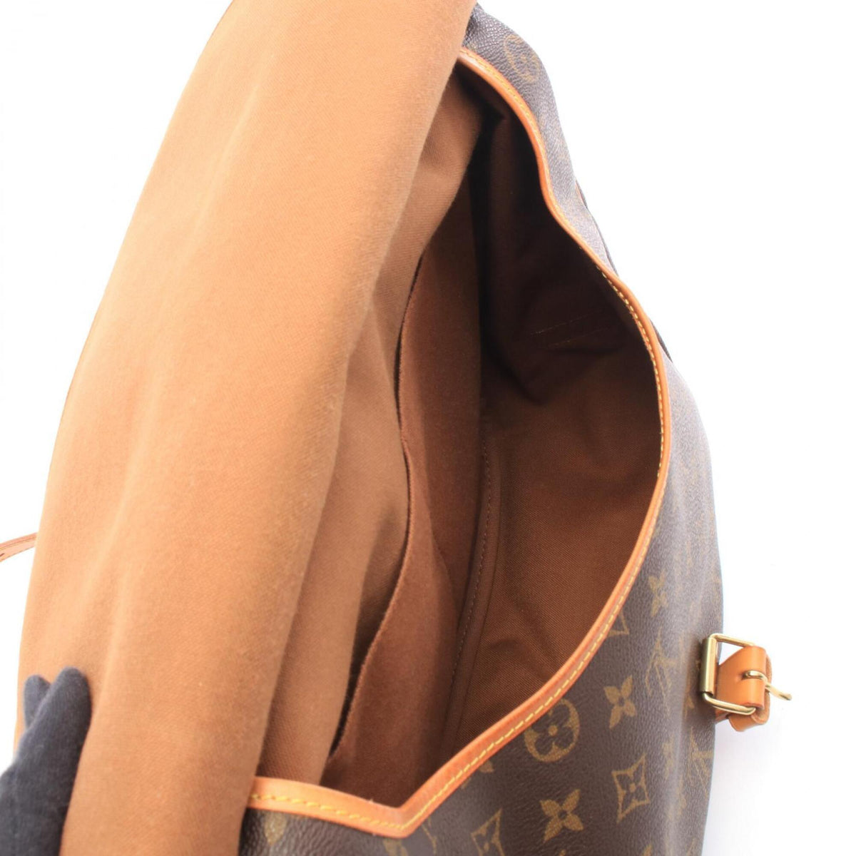 Louis Vuitton Brown Coated Canvas Leather Handbag Shoulder Bag (Pre-Owned)