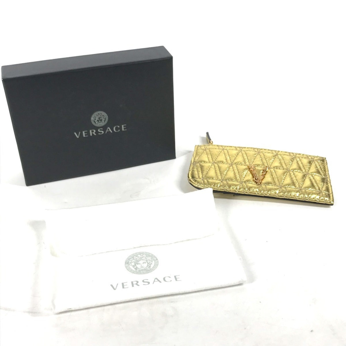 Versace Gold Leather Coin Purse/Coin Case (Pre-Owned)