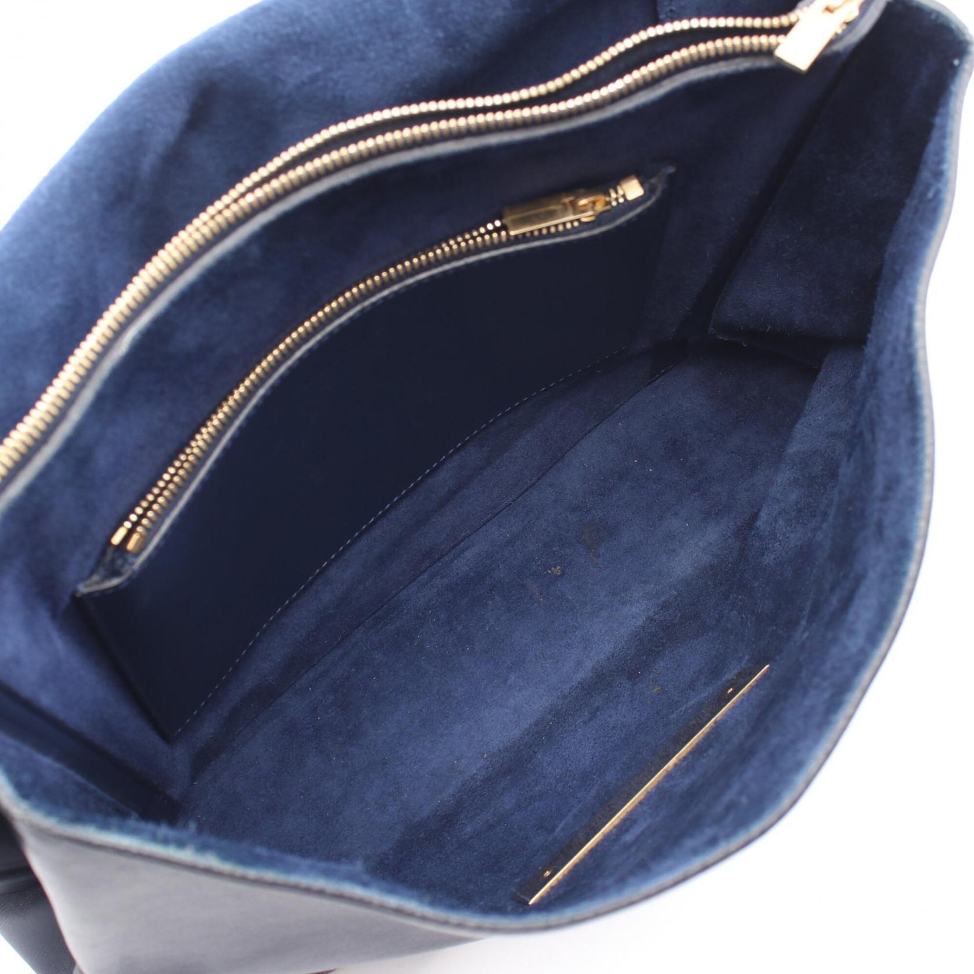 Celine Navy Leather Handbag Shoulder Bag (Pre-Owned)