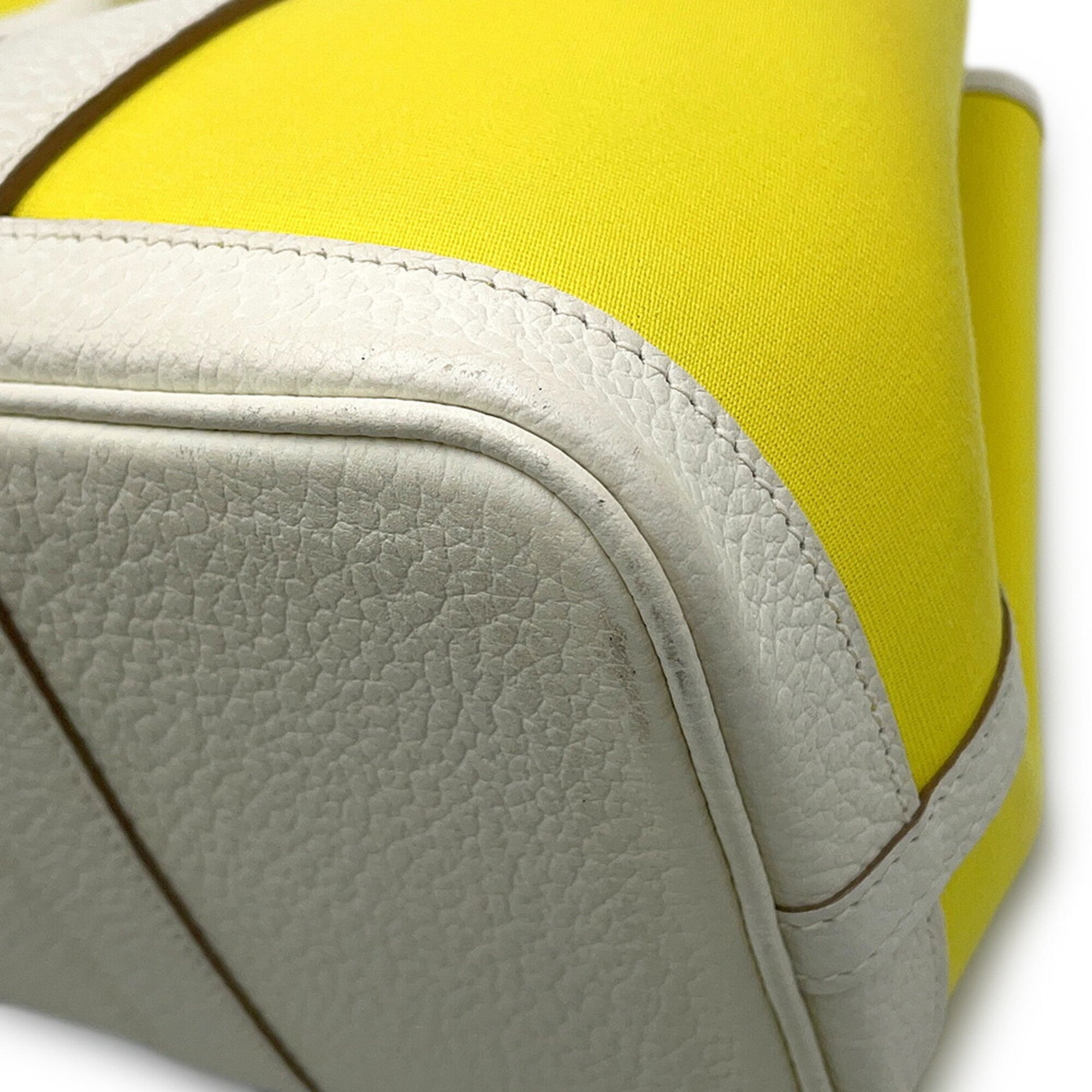 Hermes Garden Lime Toile Officier Country Leather Handbag Tote Bag (Pre-Owned)
