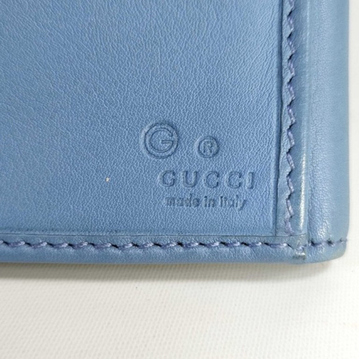 Gucci Blue Leather Long Wallet (Bi-Fold) (Pre-Owned)