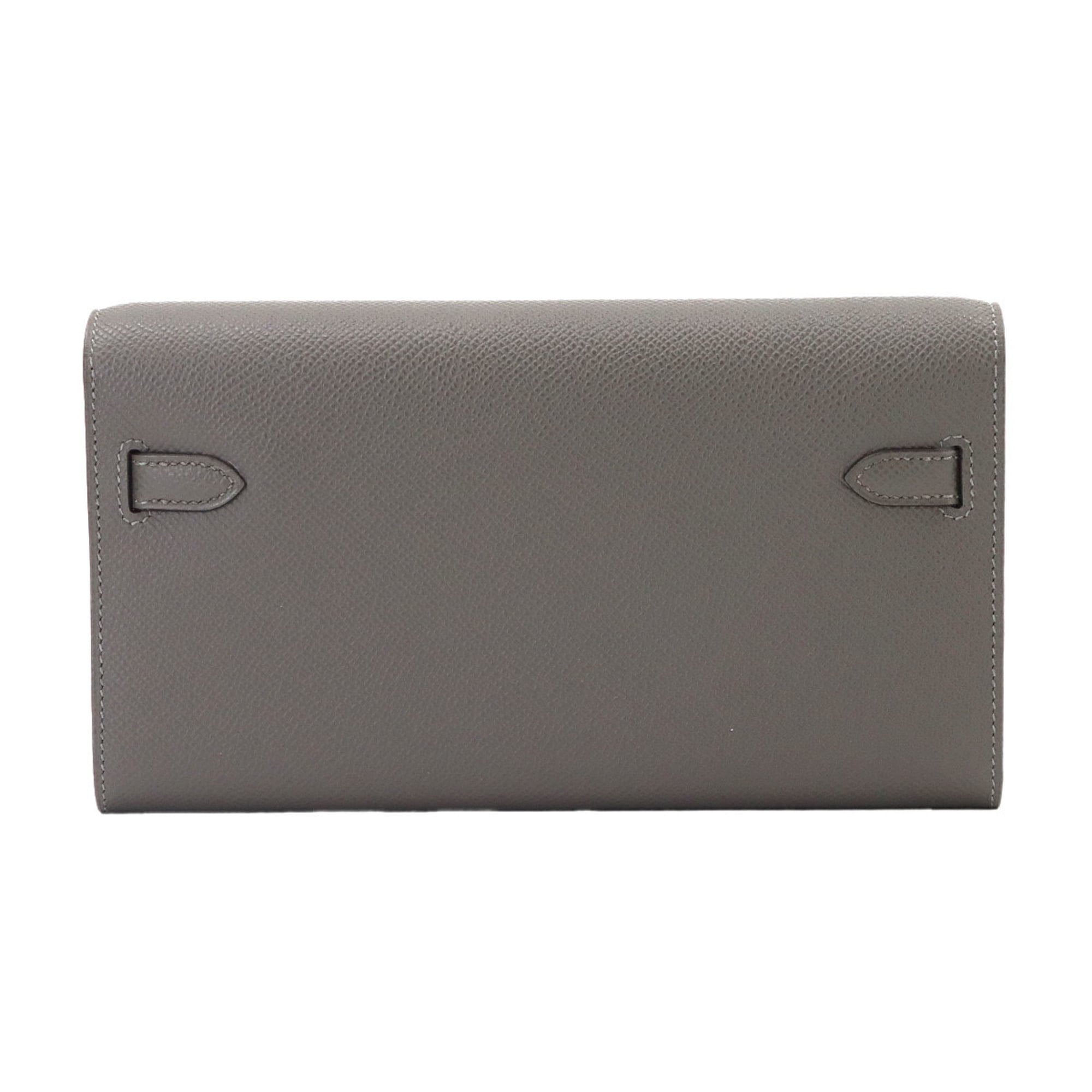 Hermes Gray Epsom Leather Chain/Shoulder Wallet (Pre-Owned)