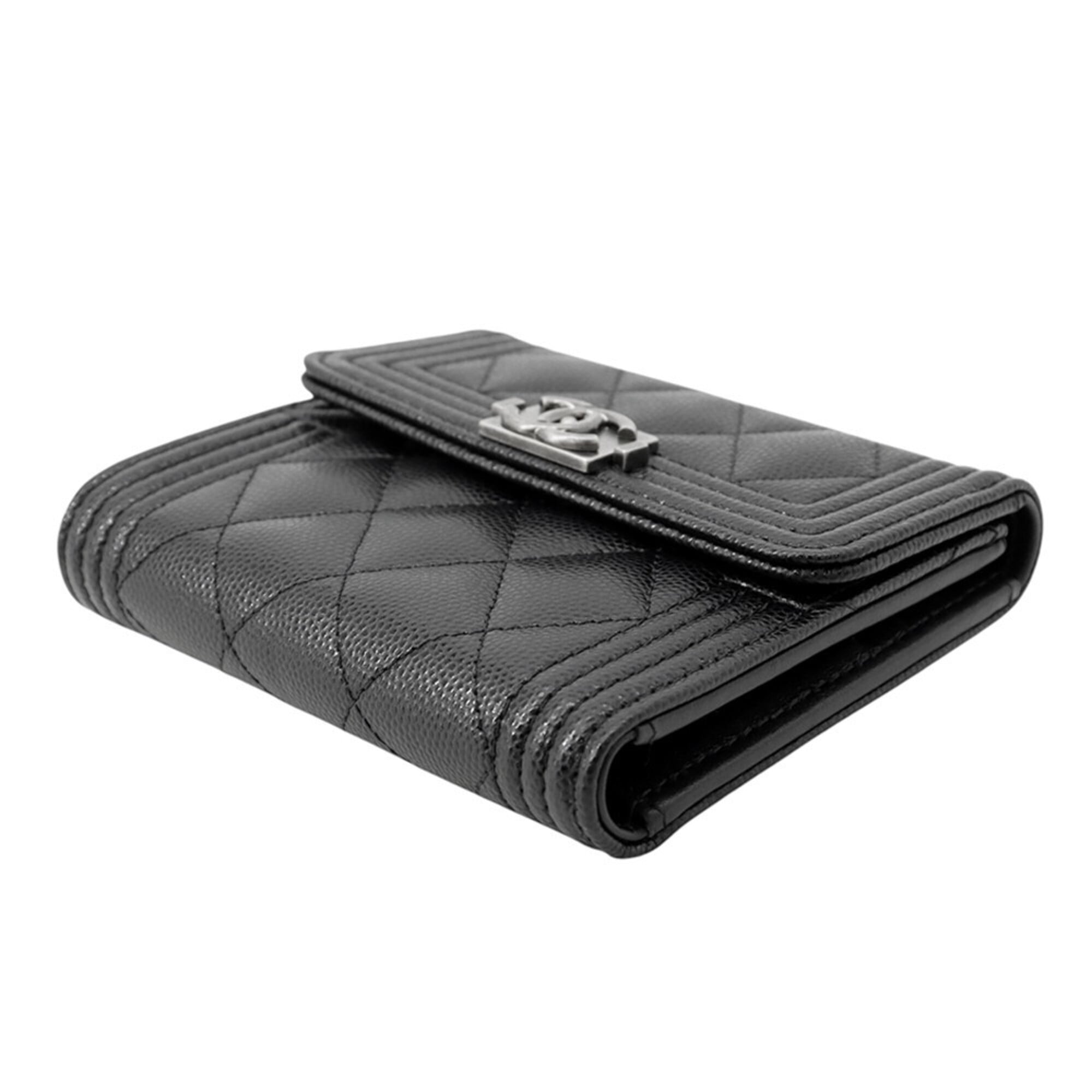 Chanel Matelasse Black Grained Calfskin Wallet (Tri-Fold) (Pre-Owned)