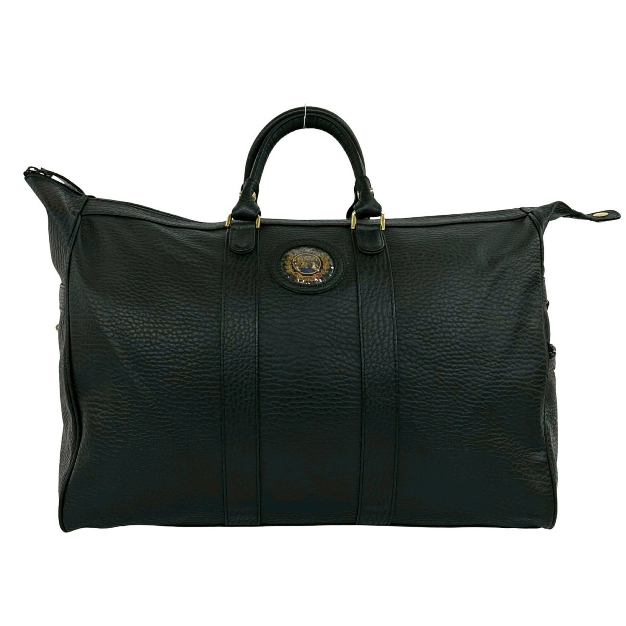 Burberry Black Leather Boston Bag Handbag (Pre-Owned)