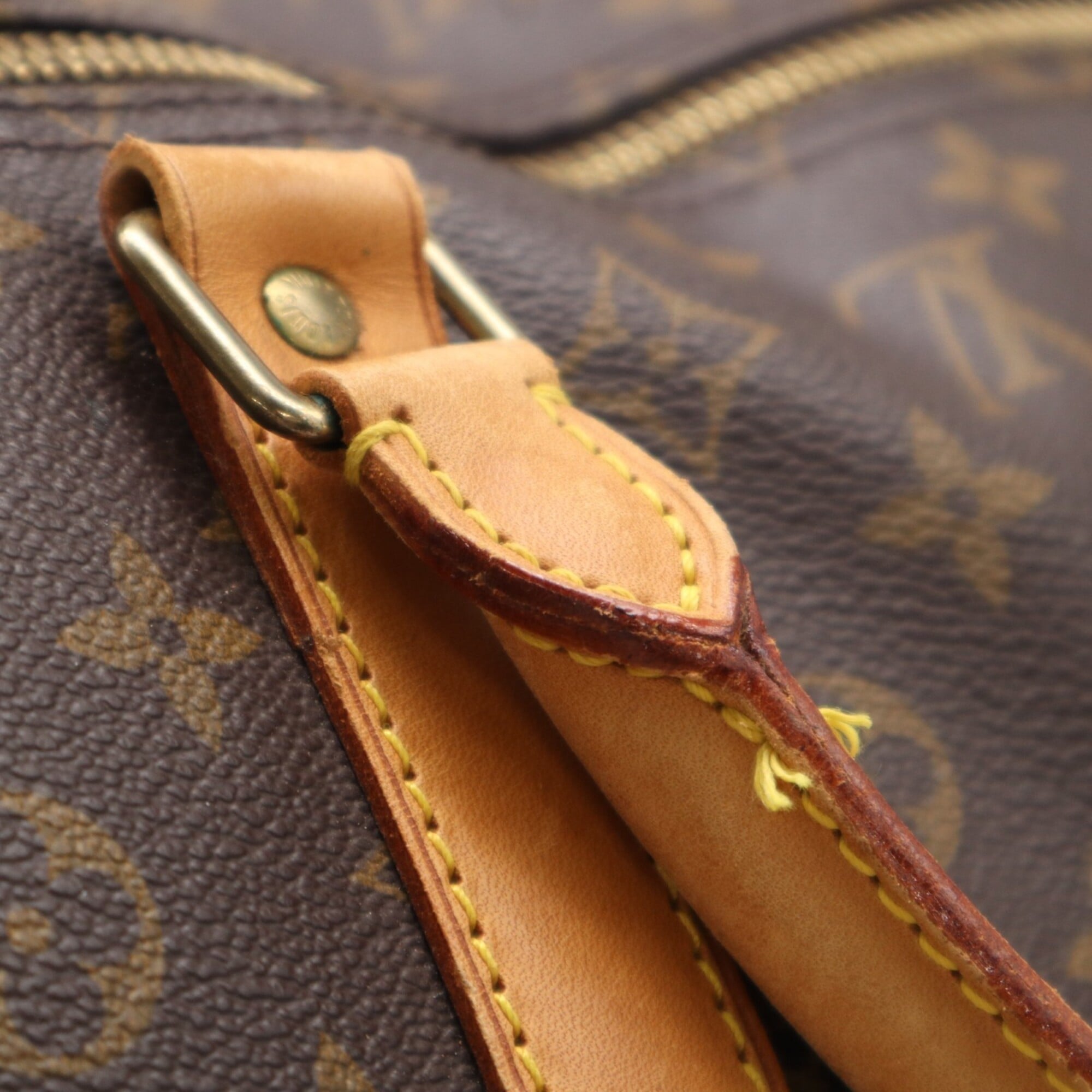 Louis Vuitton Monogram Beige Brown Coated Canvas Leather Boston Bag (Pre-Owned)